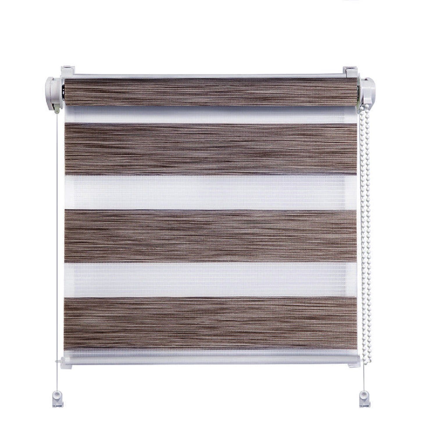 Doppelrollo Klemmfix Click Doppelrollo 3 in 1 Wood braun, Clever-Kauf-24, ohne Bohren, Klemmfix