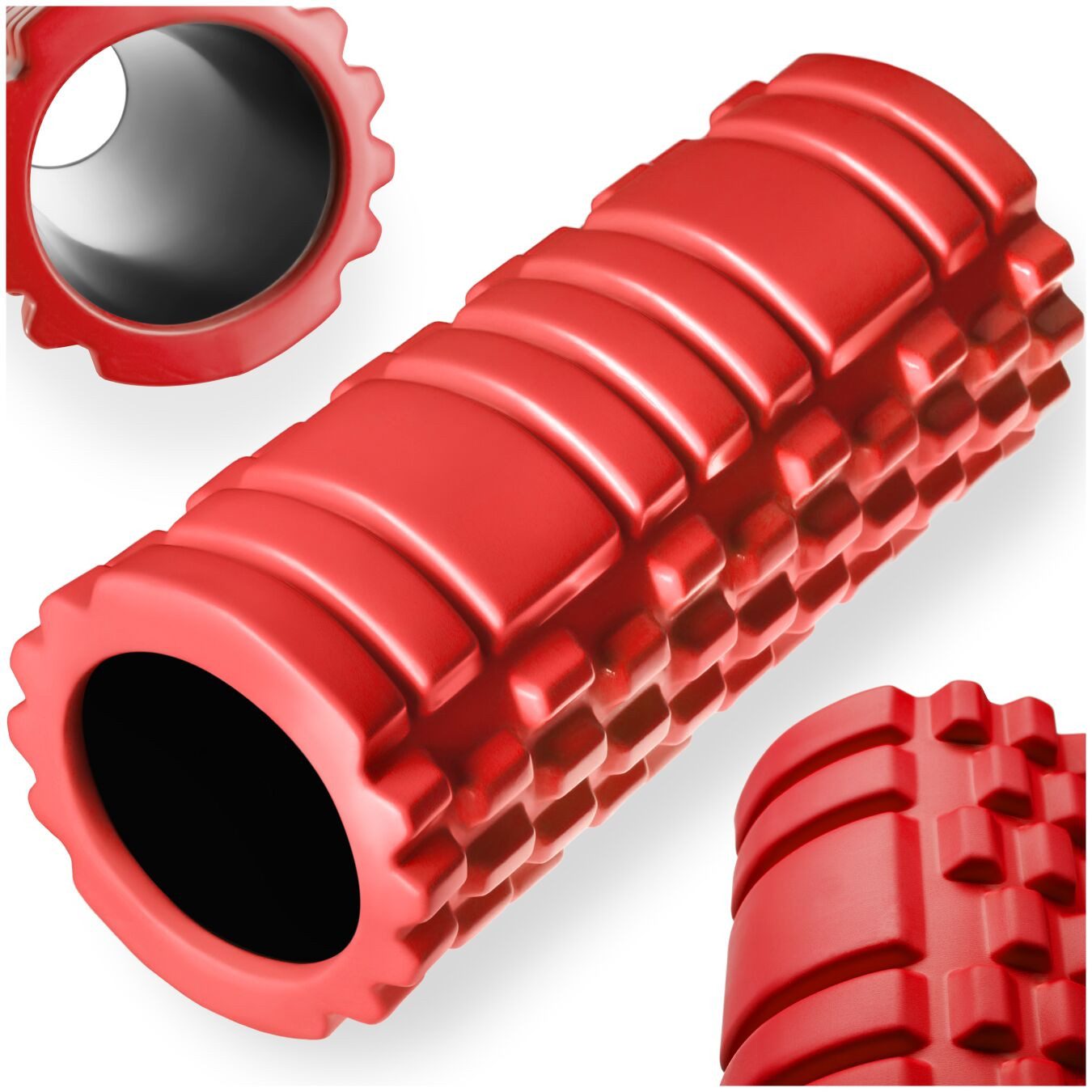 tectake Fitnessrolle Hartschaumrolle, leichte Reinigung, zur Triggerpunkt-Selbstmassage (Massagerolle, 1-tlg., in rot), 335 x 145 mm, zum Lösen von Verklebungen und Muskelverhärtungen