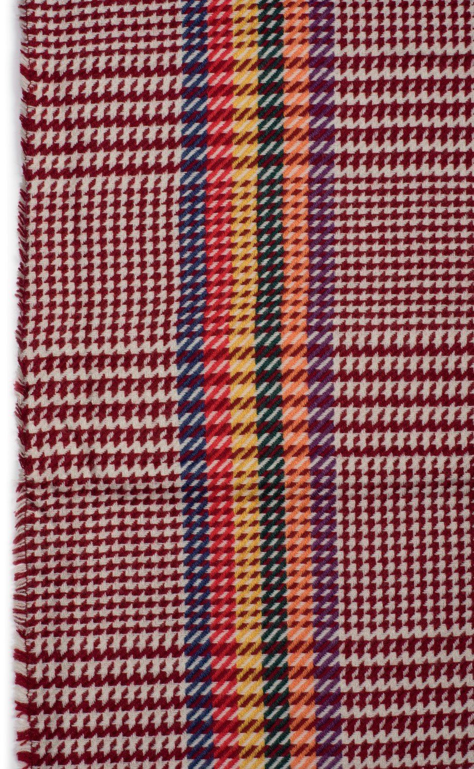 styleBREAKER Modeschal, bunten (1-St), Bordeaux-Rot-Beige Hahnentritt Streifen mit Muster und Schal
