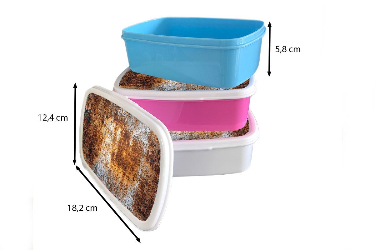 Lunchbox Brotbox Erwachsene, rosa für Rost Brotdose Kunststoff, Kunststoff Snackbox, Eisen Kinder, (2-tlg), MuchoWow - Silber, - Mädchen,