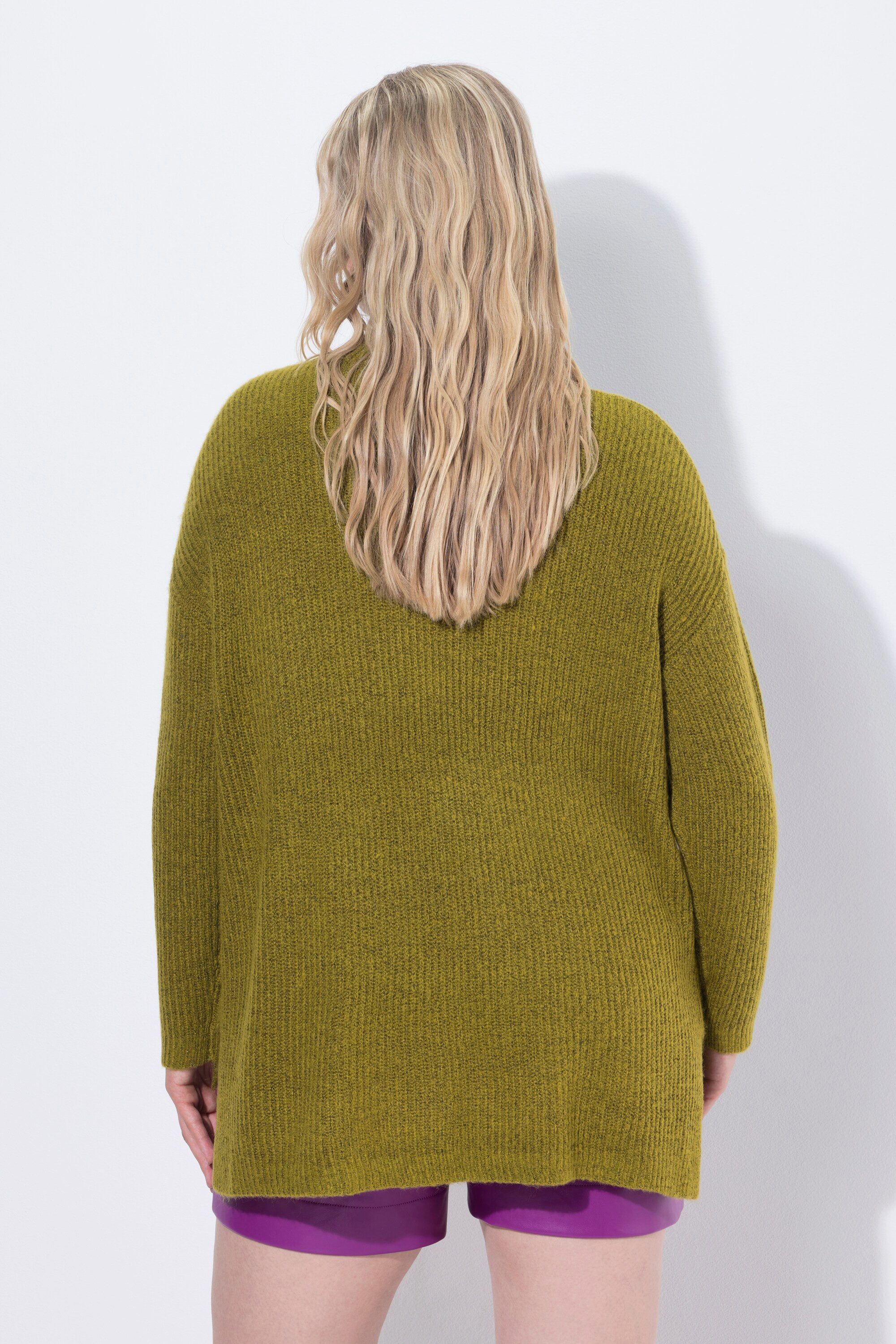 Ulla Popken Longpullover Rollkragen-Pullover Rippstrick oversized Langarm
