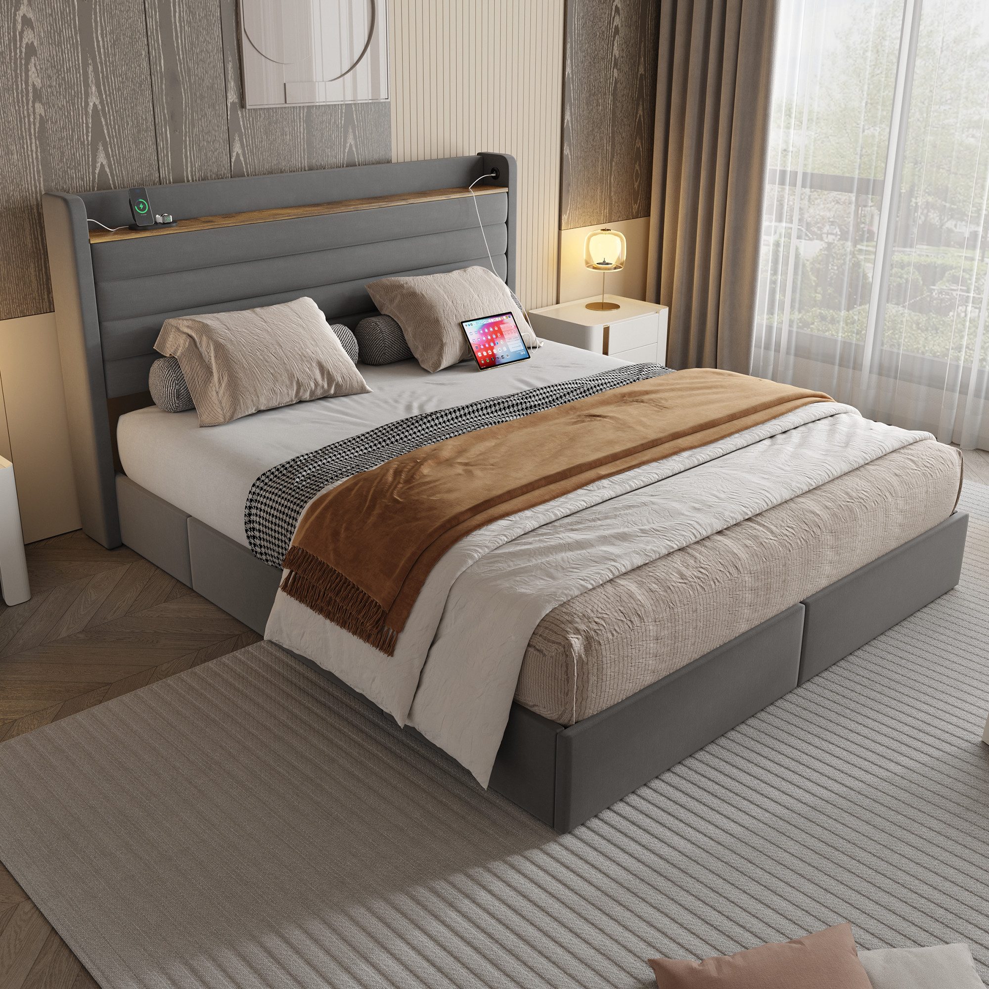 STILVORA Polsterbett Doppelbett 160x200 mit Stauraum günstig online kaufen