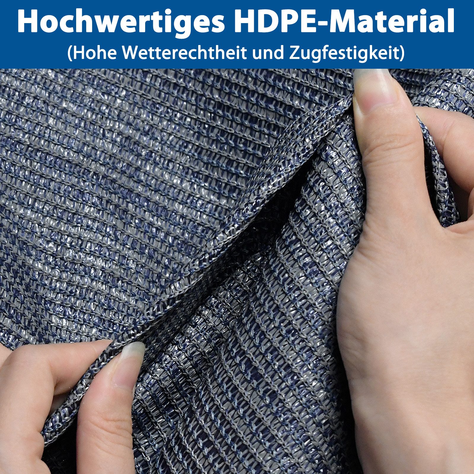 FIVMEN Outdoorteppich Vorzeltteppich aus hochwertigem HDPE, Campingmatte, mit Aluminiumschlaufen, inklusive Tragetasche, bläulich-grau – Bild 5 von 5