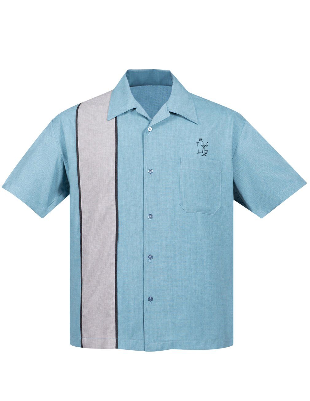 Steady Clothing Kurzarmhemd Palm Springs Sea Foam Retro Vintage Bowling Shirt