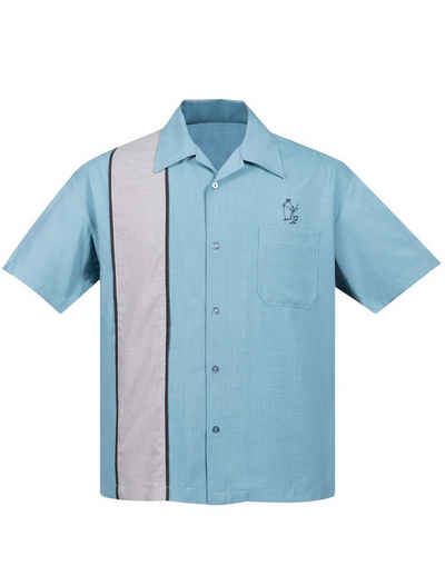 Steady Clothing Kurzarmhemd Palm Springs Sea Foam Retro Vintage Bowling Shirt
