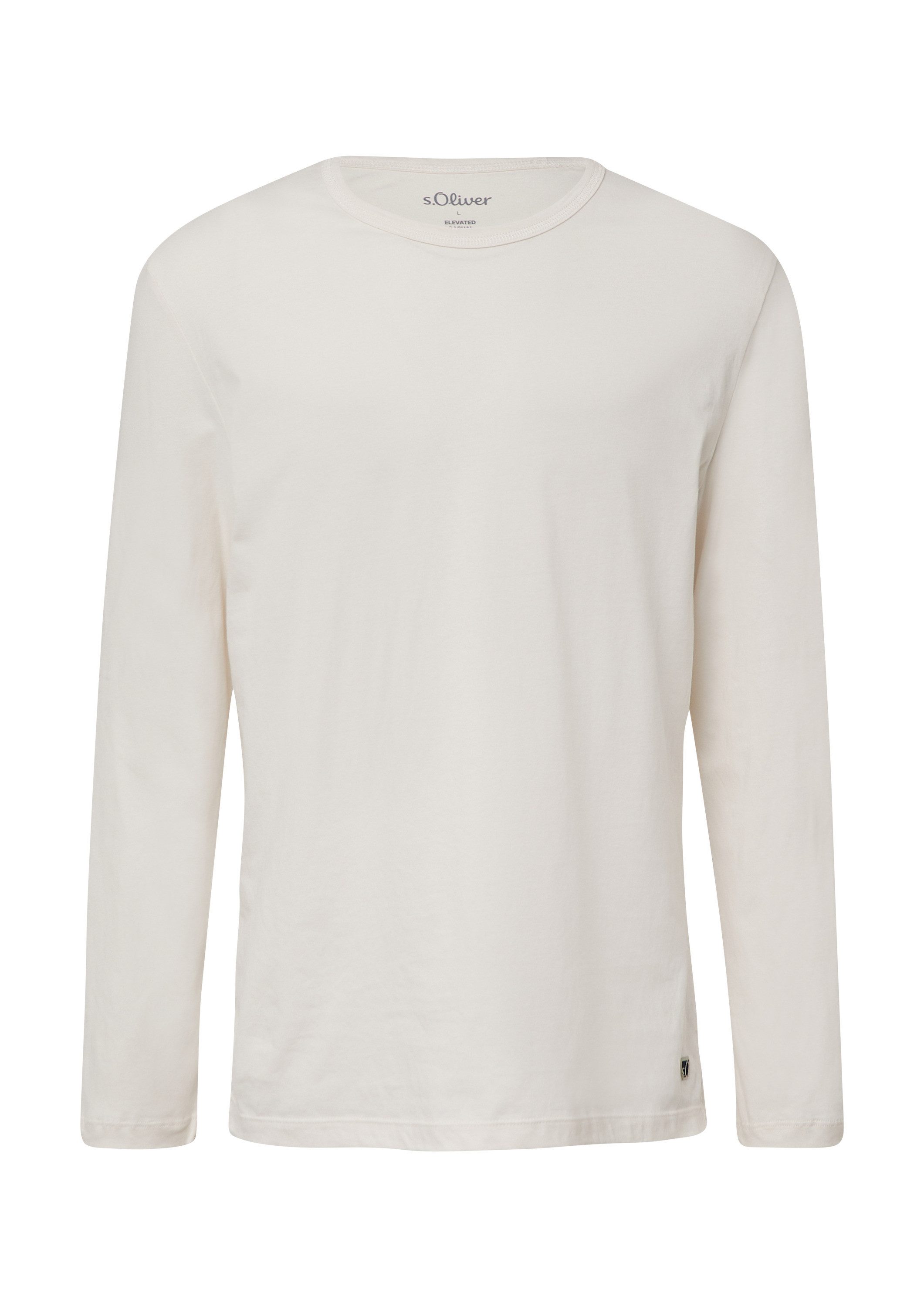 s.Oliver Langarmshirt T-Shirt Softes Longsleeve mit Crew Neck und Logo-Patch