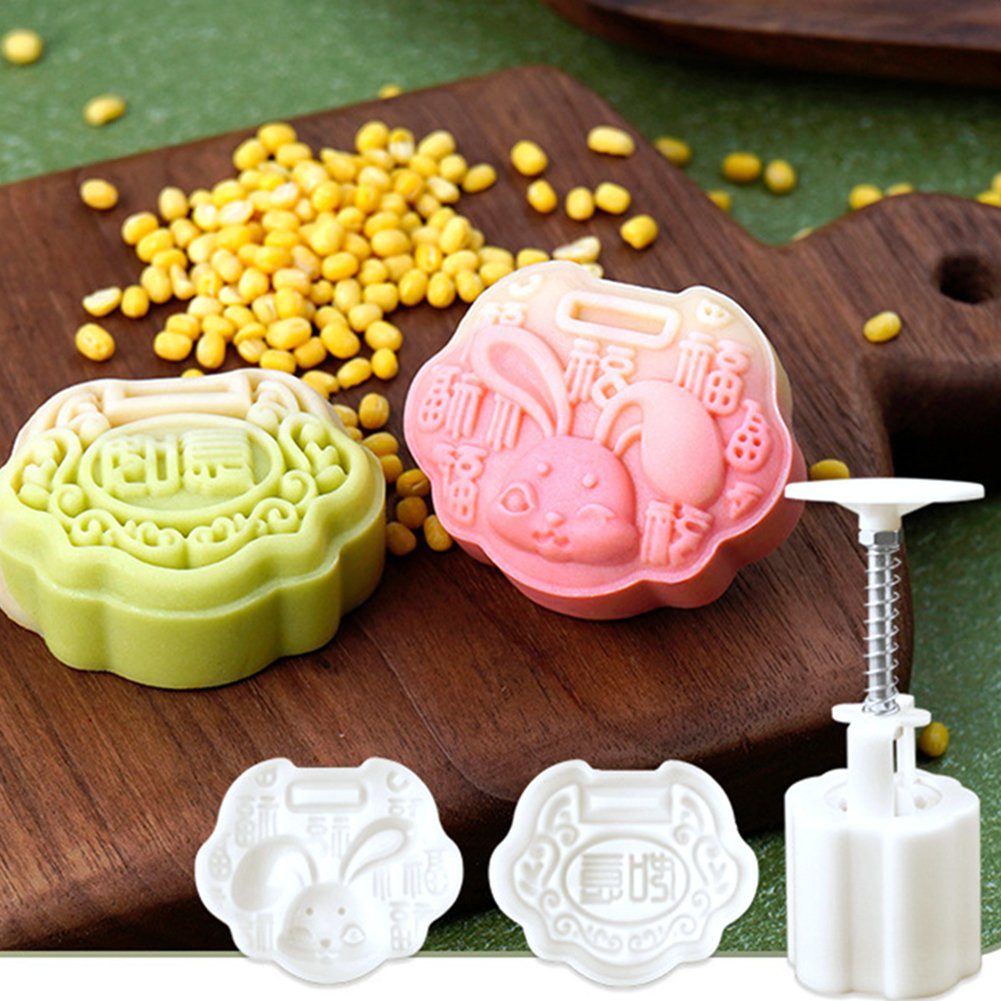 3D-Hasen-Mond-Kuchenform-Set, Brokatkarpfen Blusmart Muffinform 50 Kekse Backform, G Wiederverwendbare
