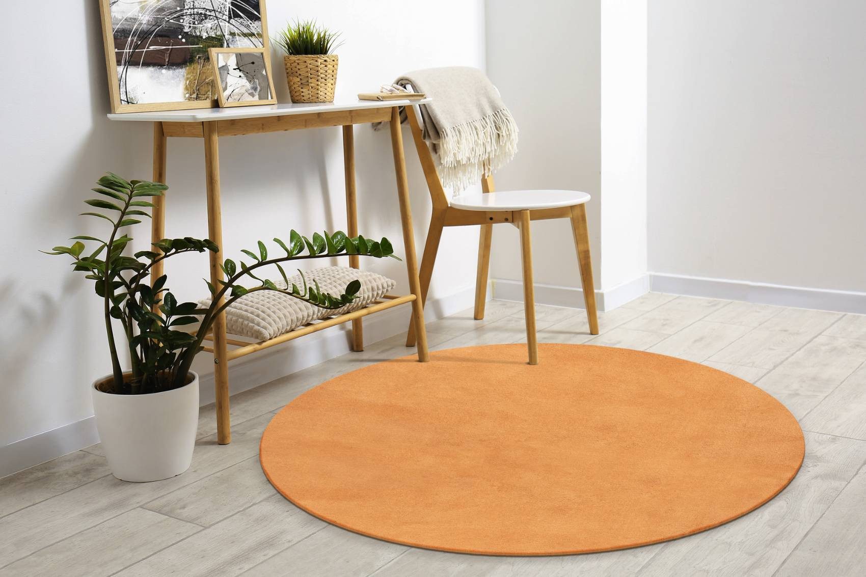 Floornovo Hochflor-Teppich Indoor Teppich Terrakotta versch. Größen - rechteckig für alle Innenrä, rund, Trocken- und Feuchträume