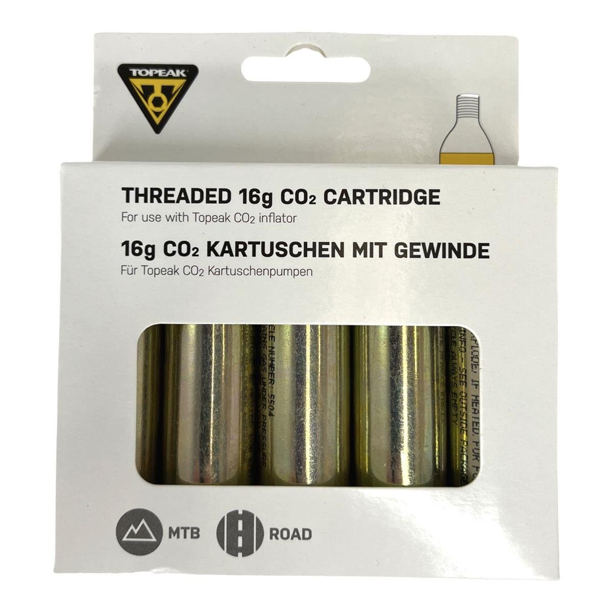Topeak Fahrradpumpe Topeak Fahrradpumpen CO2-Kartuschen mit Gewinde 5x16g Set
