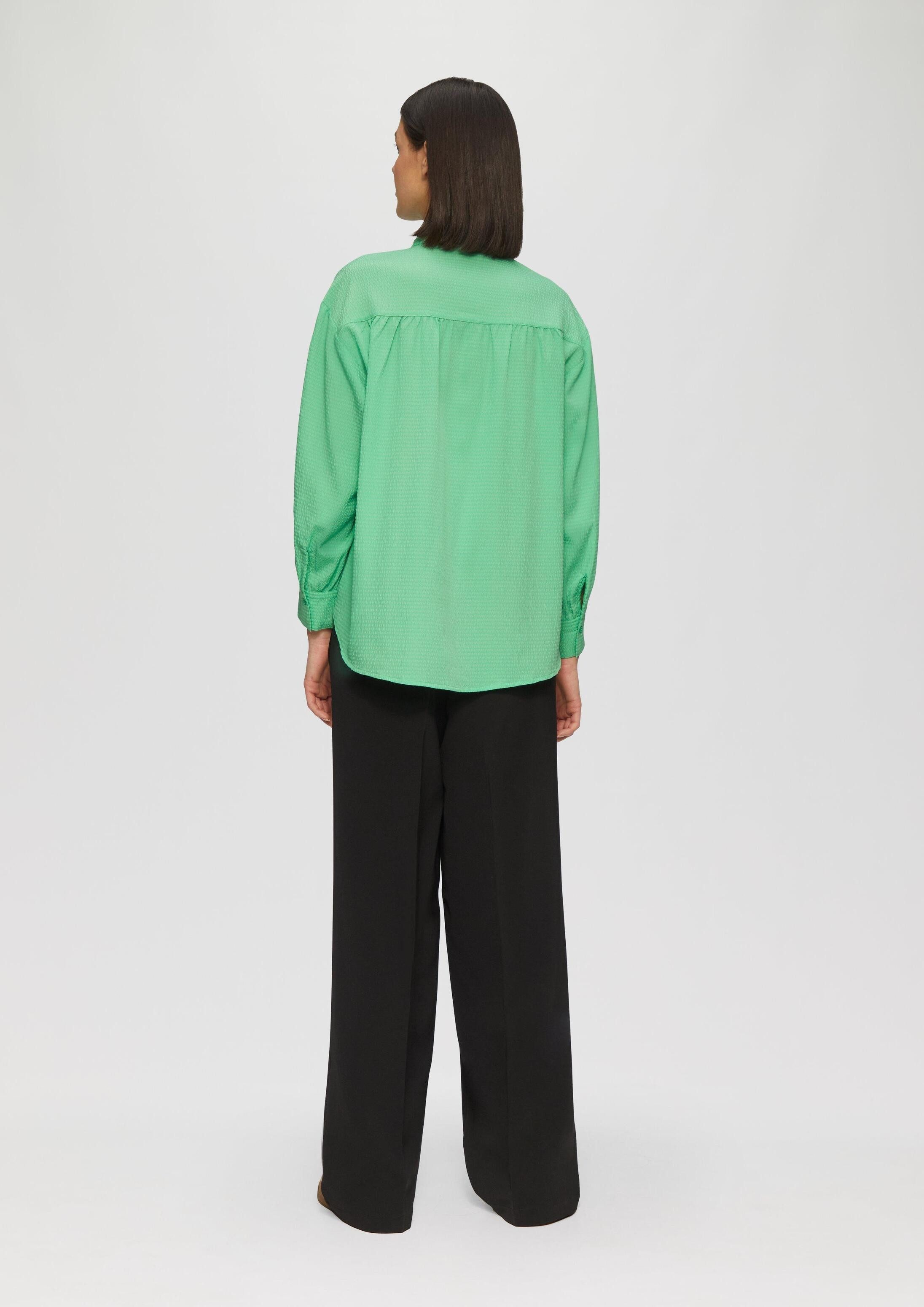 s.Oliver Langarmbluse Bluse Strukturierte Hemdbluse mit Raffung