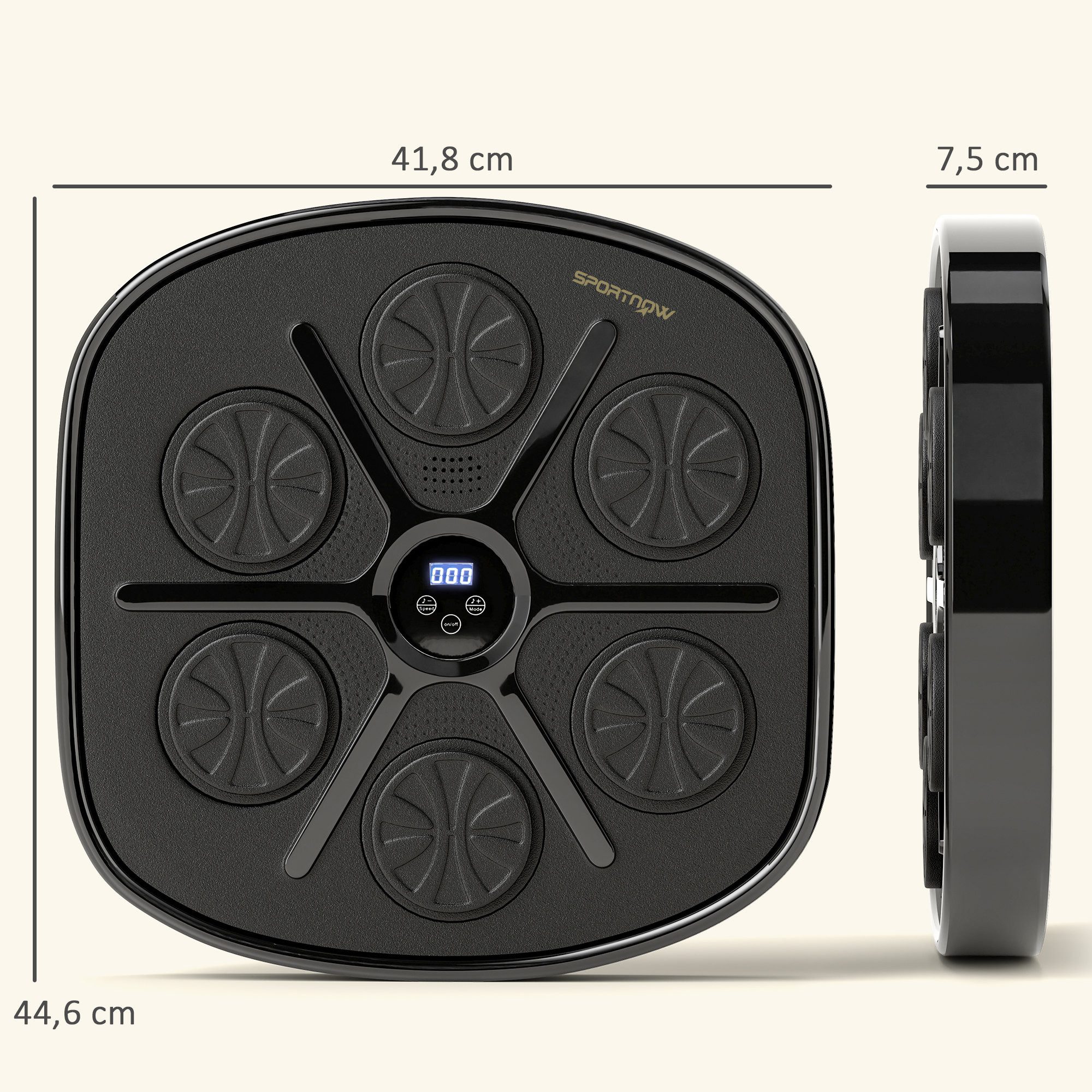 SPORTNOW Boxsack Music Boxing Machine mit LED-Leuchten, Musik (Wandmontage Boxziel, 1-tlg., elektronische Bluetooth Boxmaschine), für Erwachsene, Heimübungen, Schwarz