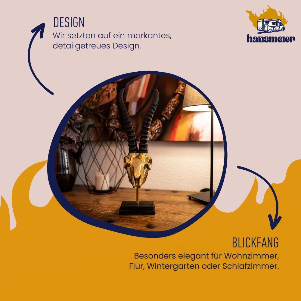 Hansmeier Skulptur Deko Skulptur Steinbock, Silber & Gold, Für Außen & Innen