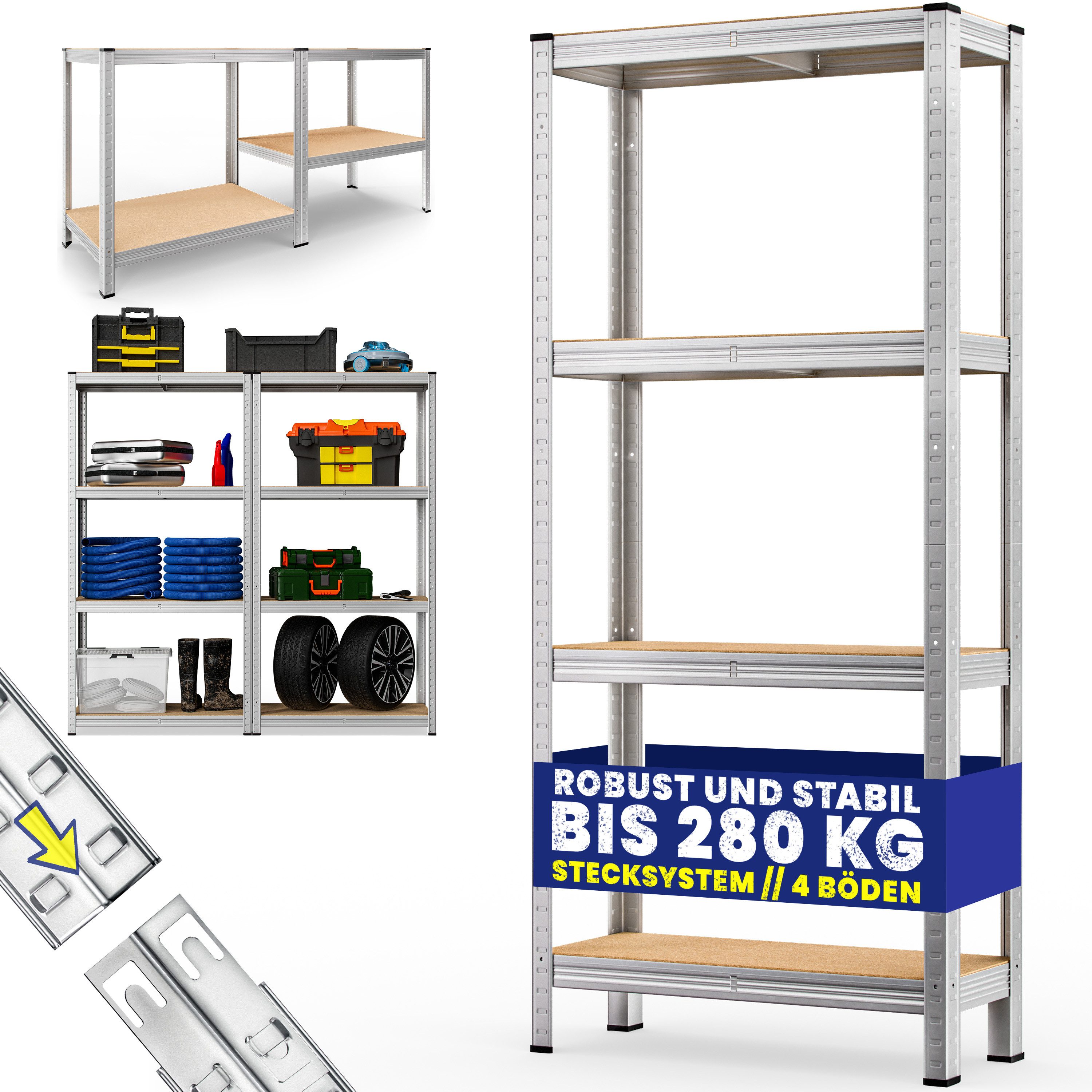 monzana Schwerlastregal, 170x75x30cm 280kg 4 MDF-Platten Regal Lagerregal K günstig online kaufen