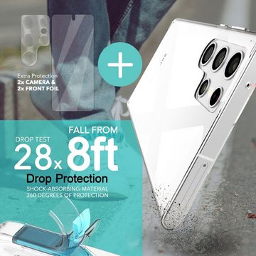 Nalia Smartphone-Hülle Samsung Galaxy S23 Ultra, Klare Harte Hülle / 2x Display- & Kameraschutz / Anti-Gelb / Kratzfest