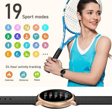 Nemheng Smartwatch (1,32 Zoll, Android iOS), mit Telefonfunktion Armbanduhr Wasserdicht Fitness Tracker Sportuhr