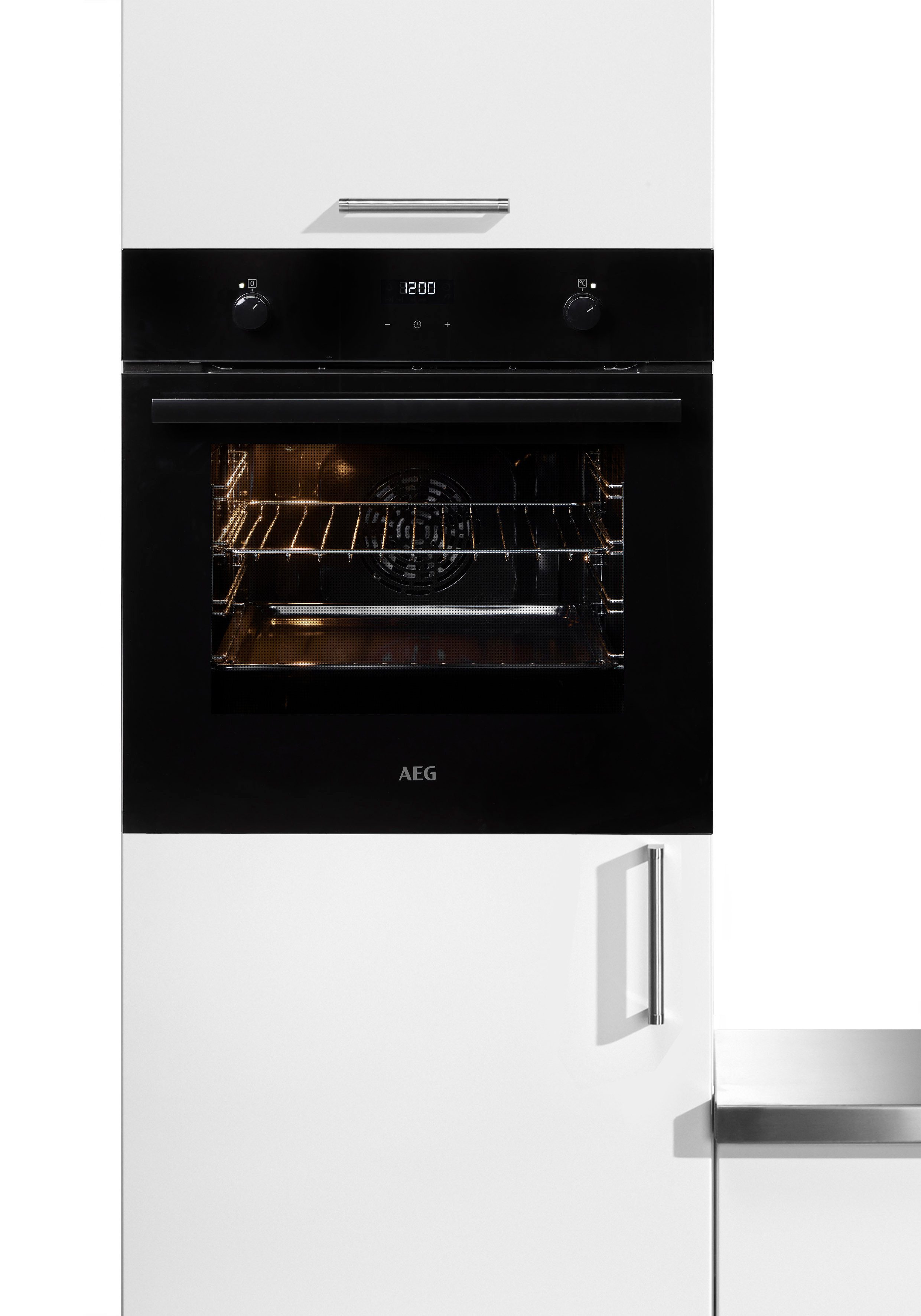 AEG Einbaubackofen Serie 6000 BEE43511AB, Aqua-Reinigungsfunktion, mit versenkbaren Drehknöpfen, SafeToTouch Glastür