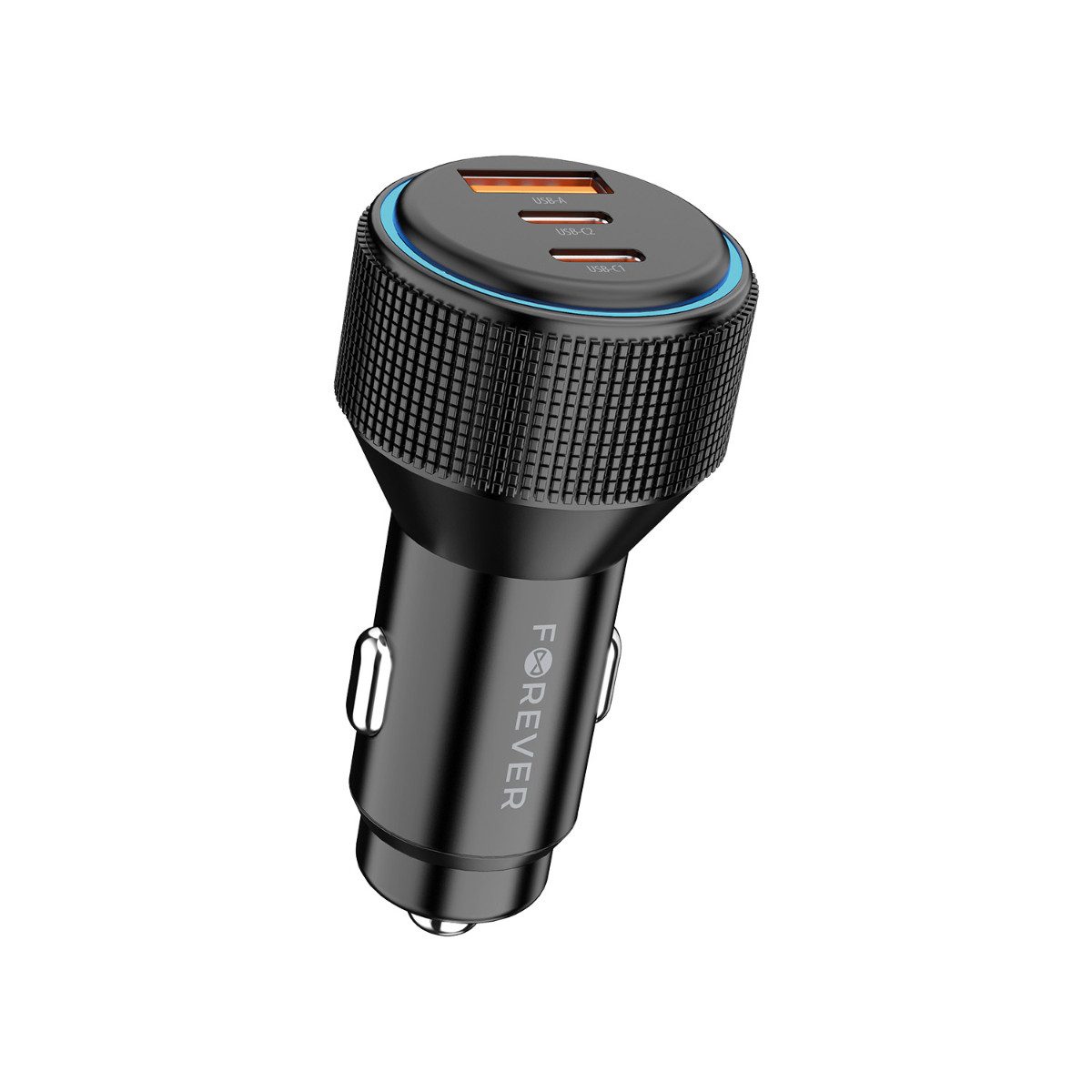 Forever CC-07-66ACC KFZ-Adapter Zigarettenanzünder Stecker zu USB C, USB A, 66 W Autoladegerät mit 2x USB C, 1x USB A, PD und QC