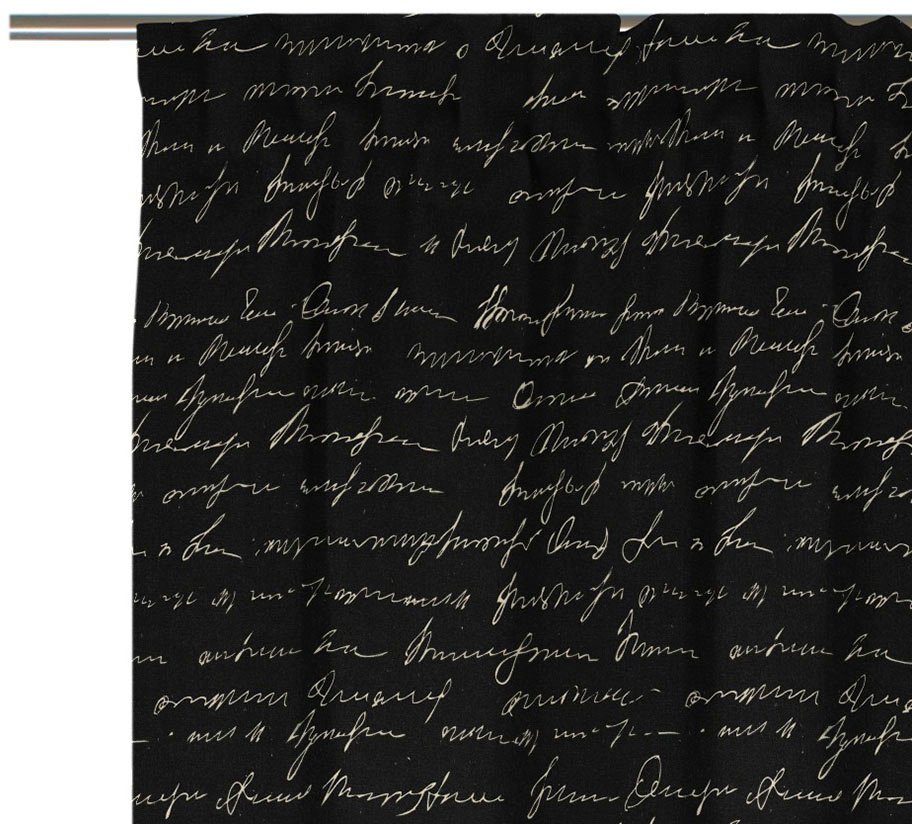 Multifunktionsband nachhaltig Scribble, Adam, (1 Vorhang St), weiß/schwarz aus blickdicht, Bio-Baumwolle Jacquard,