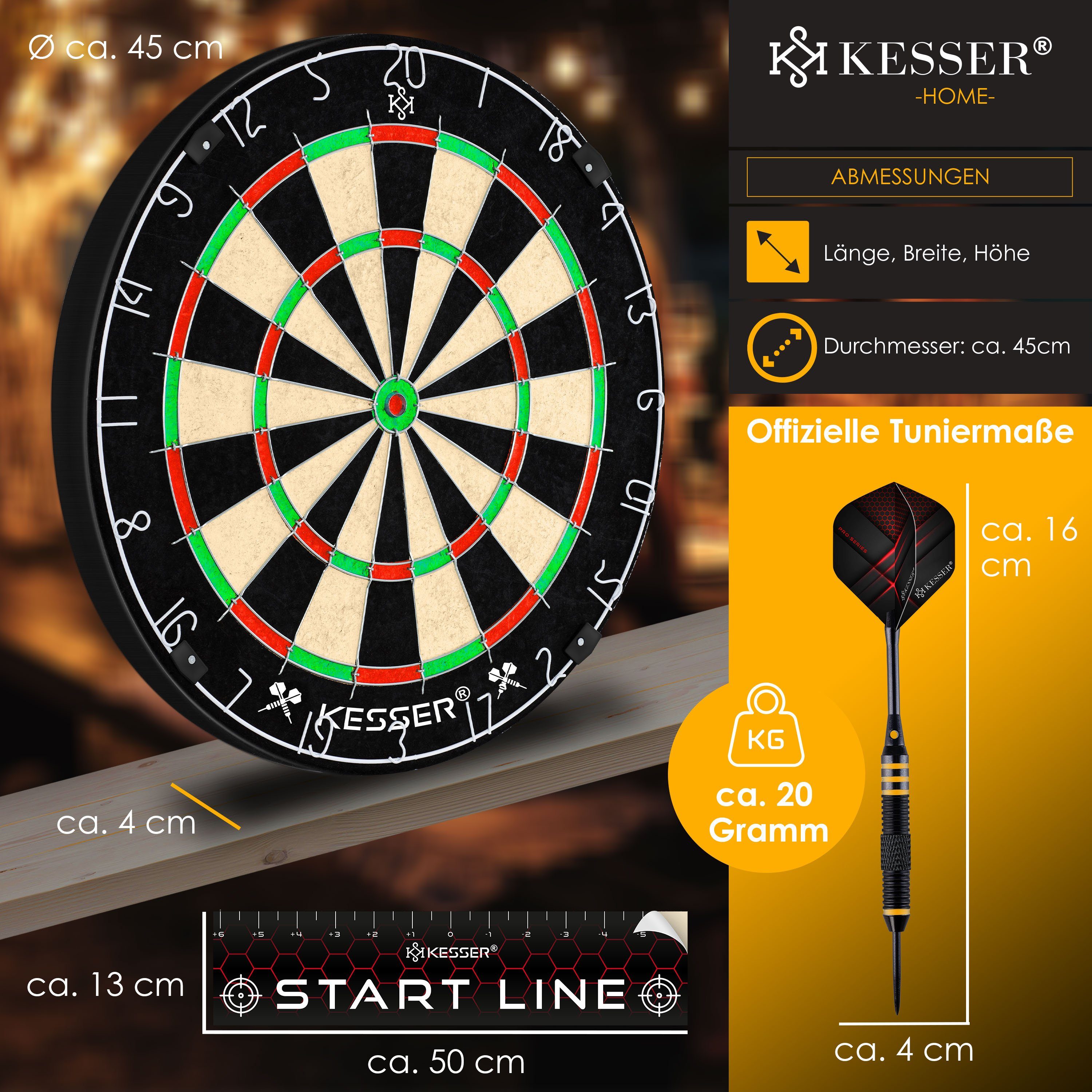 Dartscheibe Dartboard KESSER kork Professional Dartpfeile mit Dartscheibe,