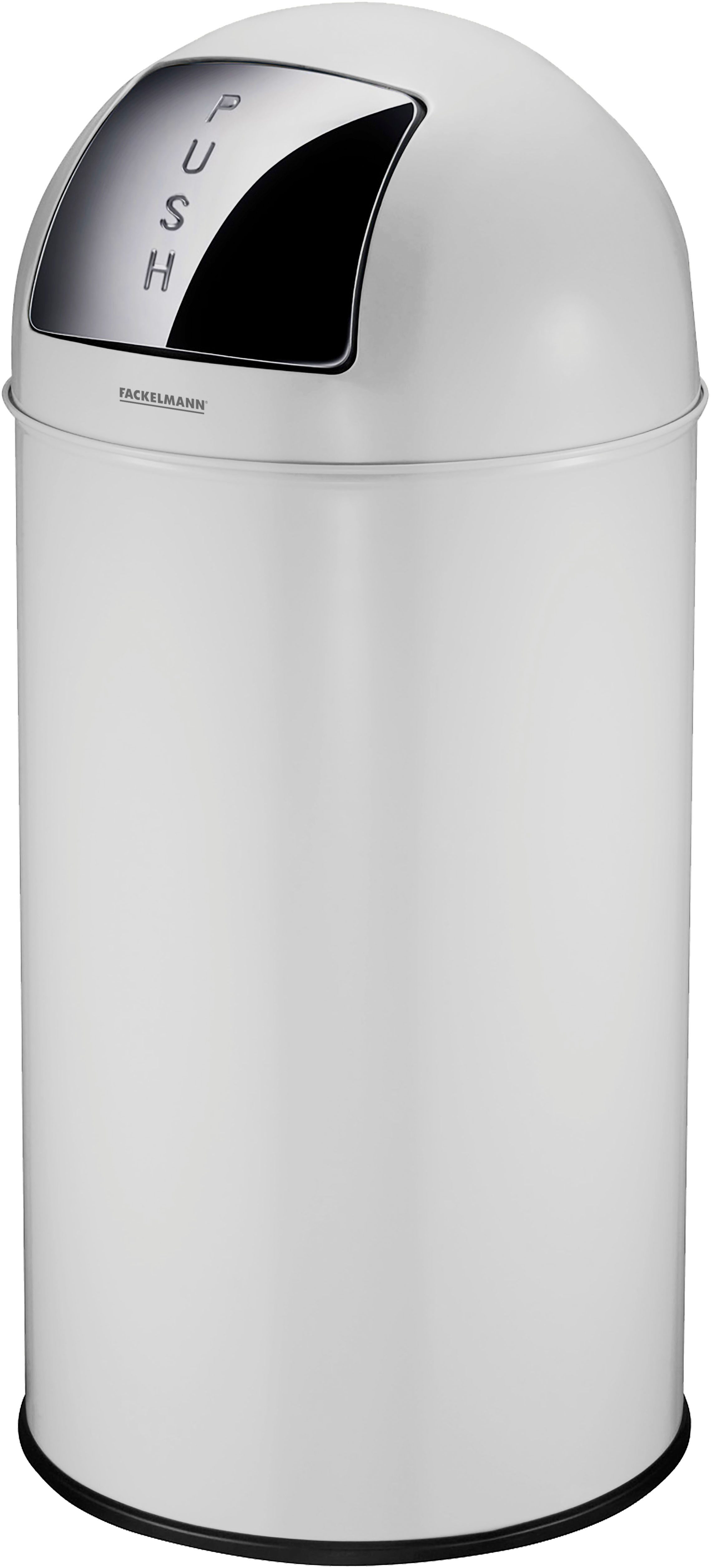 FACKELMANN Mülleimer BERLIN, Push Abfalleimer 40L, Retro-Design, großes Fassungsvolumen, lackiertes Edelstahlgehäuse