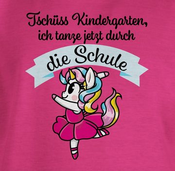 Shirtracer T-Shirt Tschüss Kindergarten ich tanze jetzt durch die Schule Einhorn Ballett Einschulung Mädchen