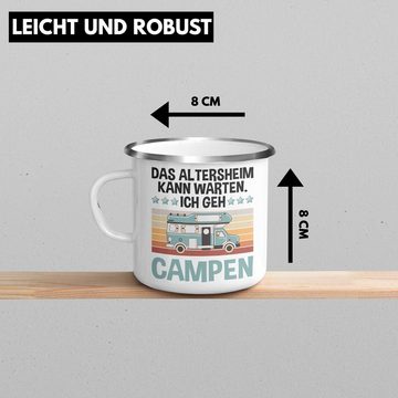 Trendation Thermotasse Trendation - Wohnwagen Camper Emaille Tasse Geschenke Wohnmobil für Männer Campingwagen Geschenkidee Zubehör Camping Opa Oma Rentner Lustig Grafik Altersheim kann warten