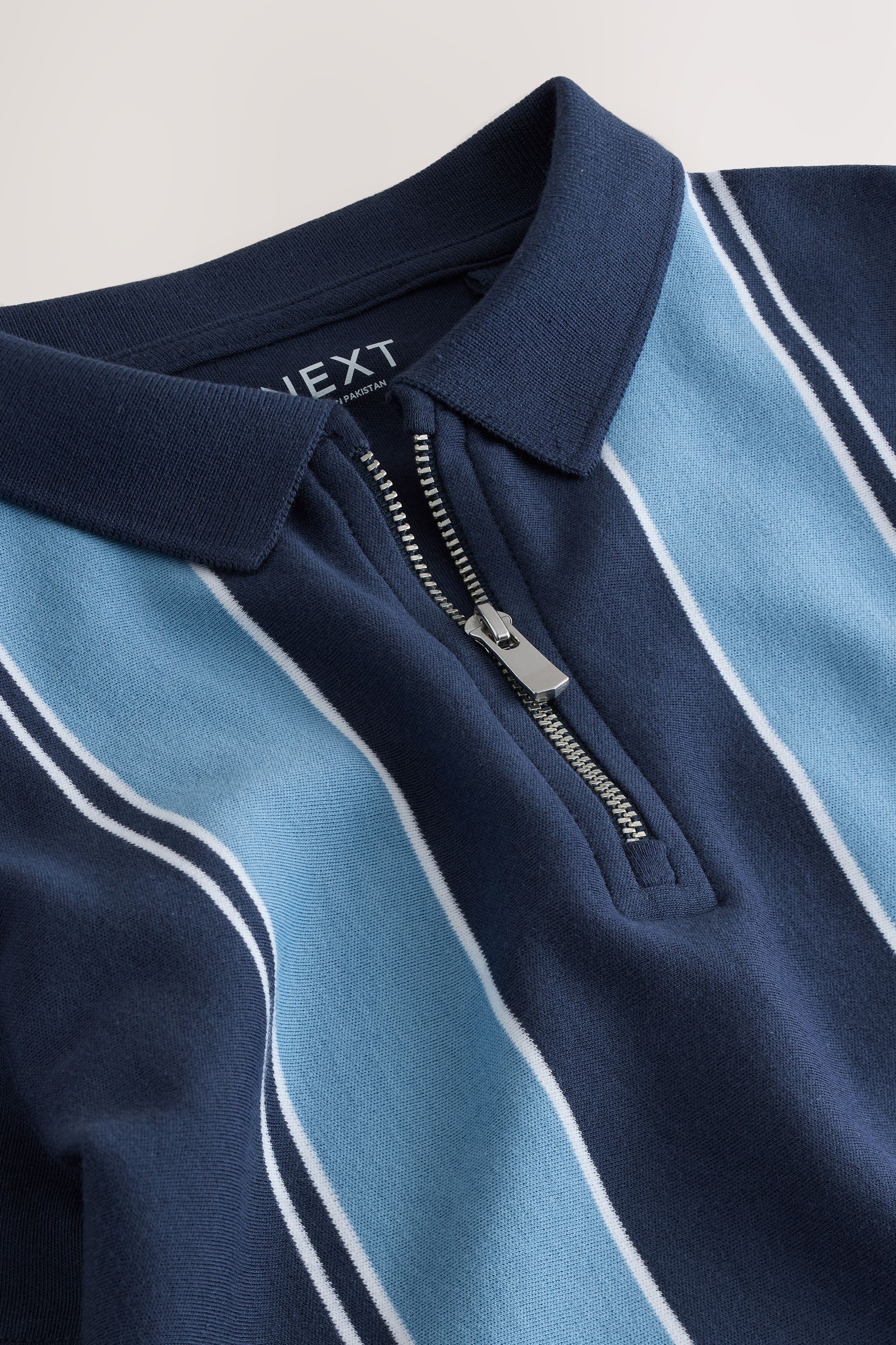 Next Poloshirt Poloshirt mit vertikalen Blockstreifen + RV-Kragen (1-tlg)