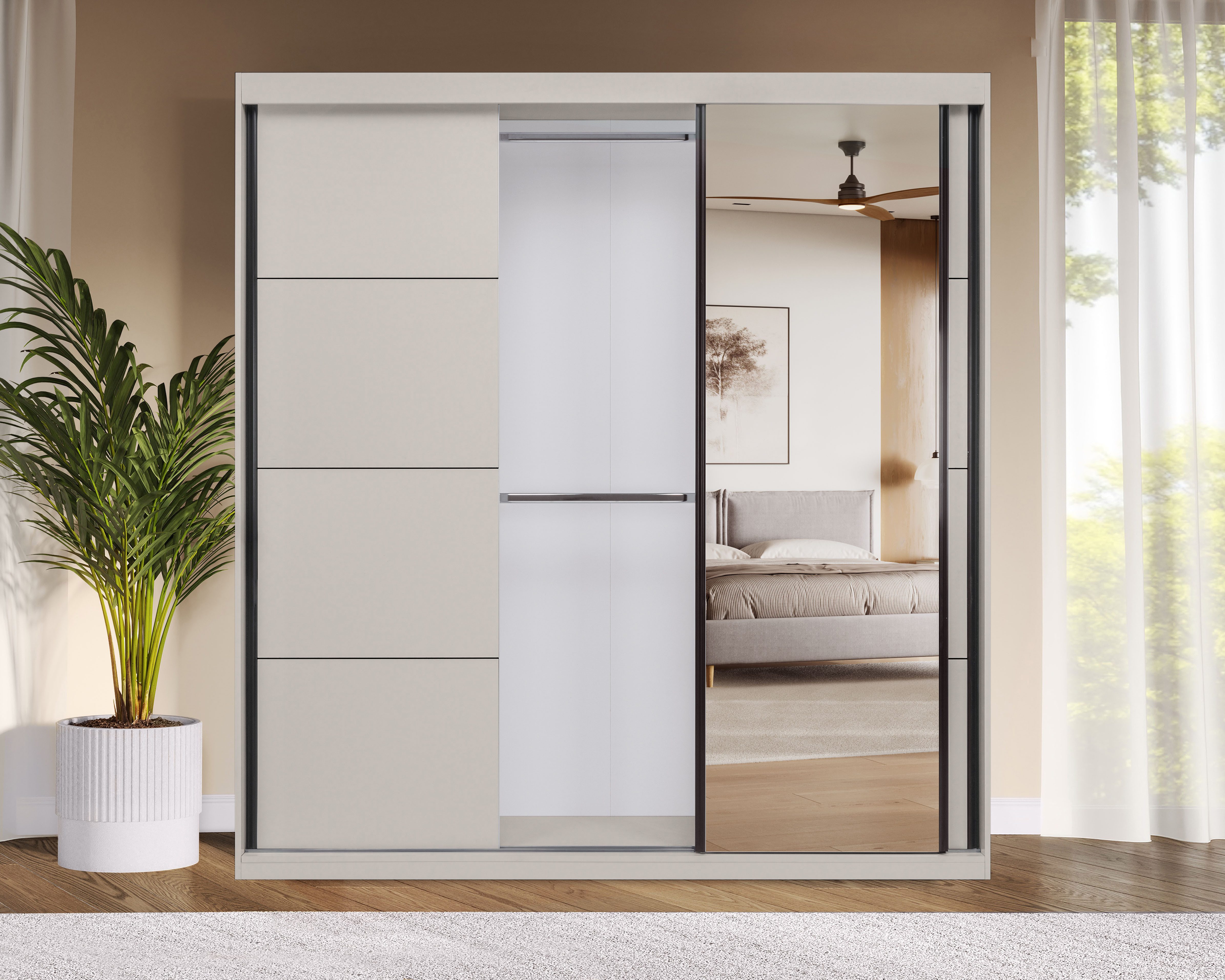 OTTO home Schwebetürenschrank Tonara Schrank, Kleiderschrank 2,00m Breite, Schiebetürenschrank (Schrank mit leichtgängiger Schiebetür, in 4 Farben, Top Ausstatt – Bild 5 von 5
