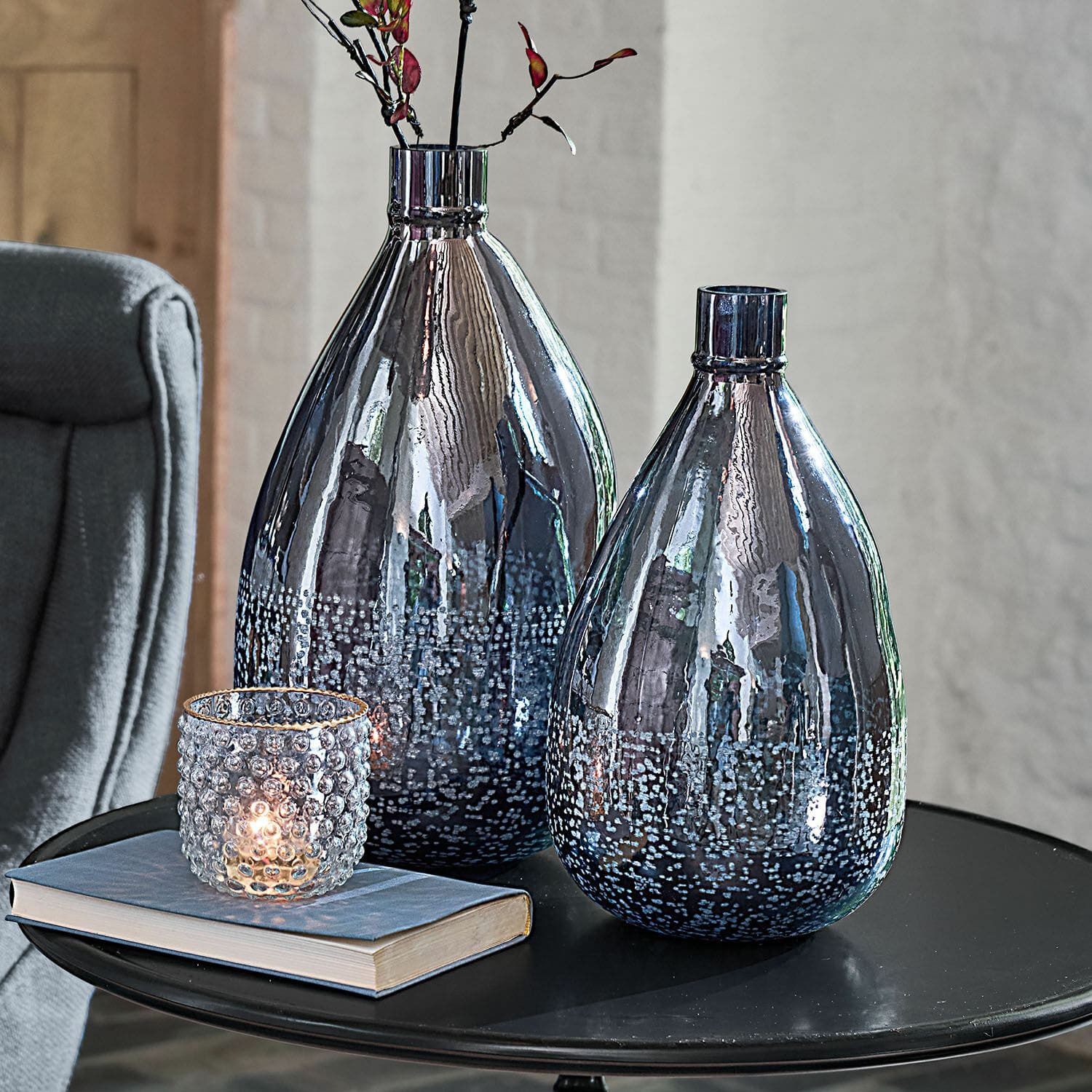 Mirabeau Tischvase Vase 2er Set Qilevon antikblau