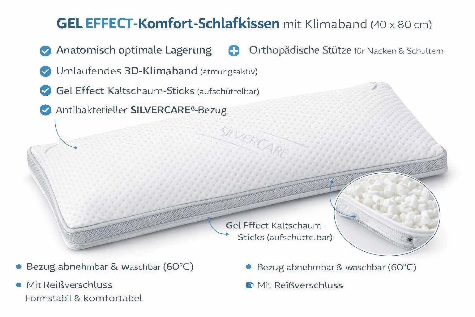 möbelando Kopfkissen Wolkentraum, Rückenschläfer, Seitenschläfer, Bauchschläfer, GEL EFFECT-Schaumstäbchen zum Aufschütteln - 40x80 cm – Bild 3 von 5