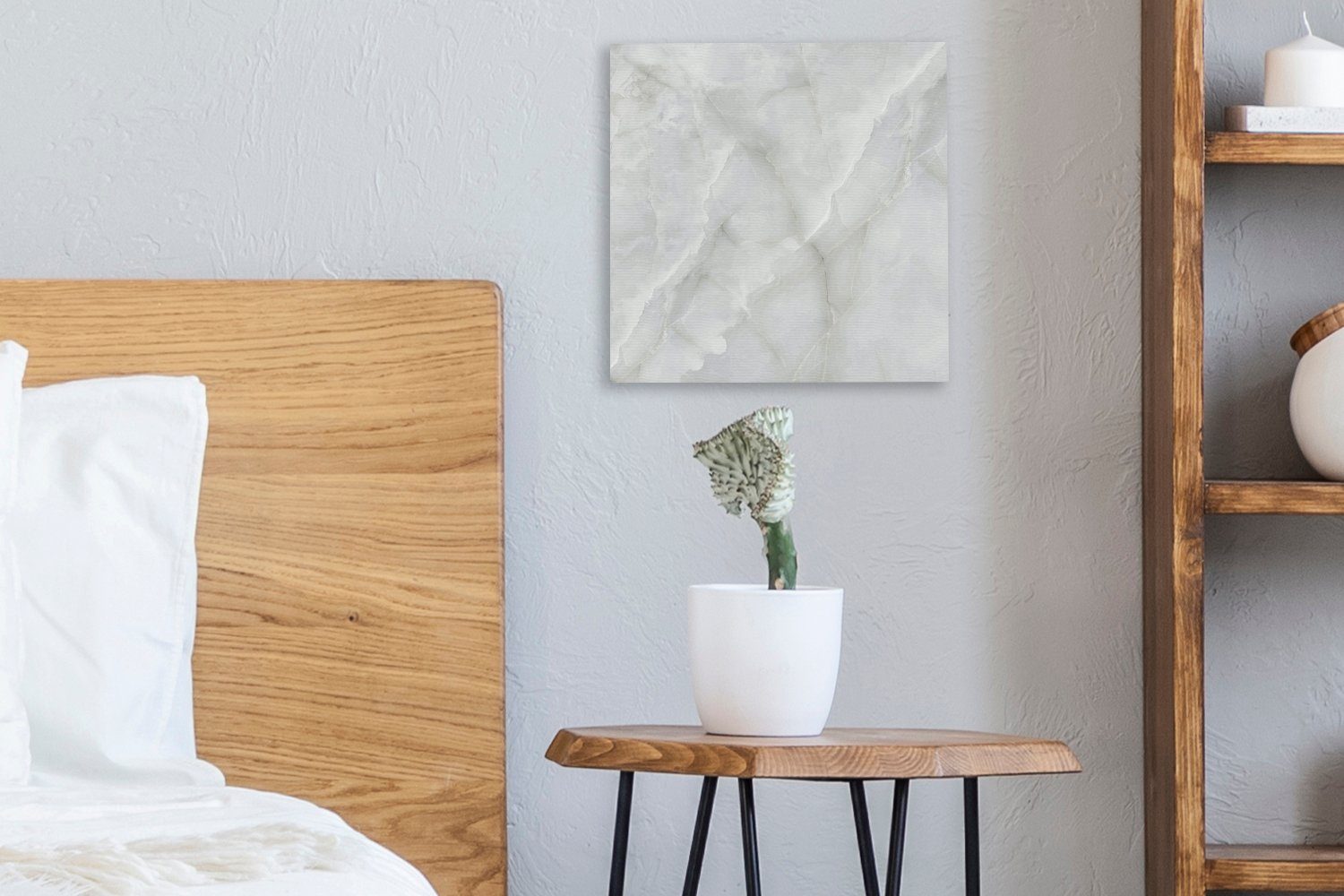 Weiß (1 Leinwand St), Bilder Marmor Stein für - - Leinwandbild OneMillionCanvasses® Muster Marmoroptik, - Schlafzimmer - Wohnzimmer