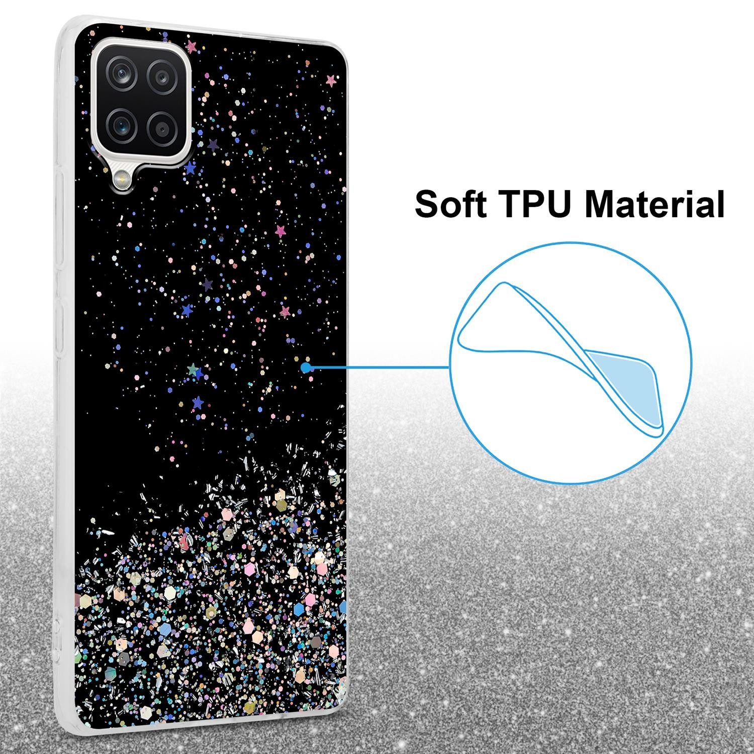 Cadorabo Handyhülle für Samsung Galaxy A12 / M12 Hülle Samsung Galaxy A12 / M12, Flexible TPU Silikon Handy Schutzhülle - Hülle - mit Glitzer