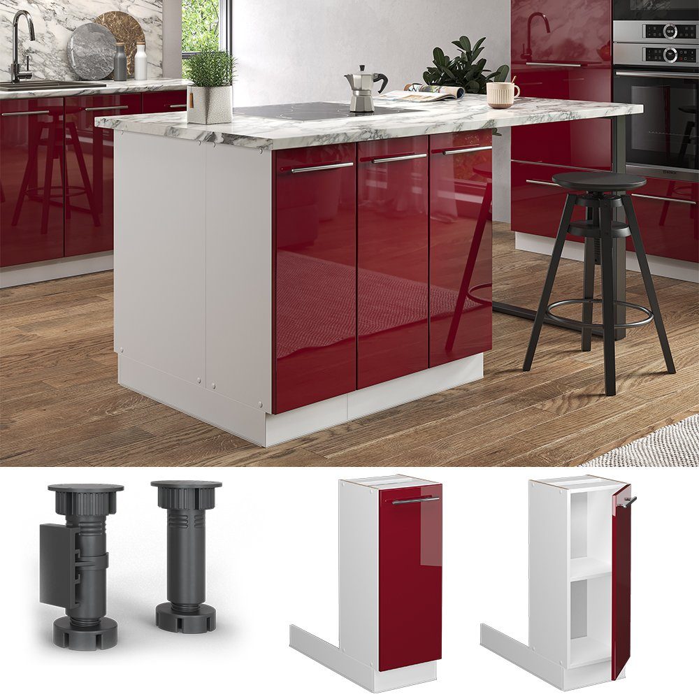 Vicco Unterschrank Fame-Line, Bordeaux Hochglanz/Weiß, 30 günstig online kaufen