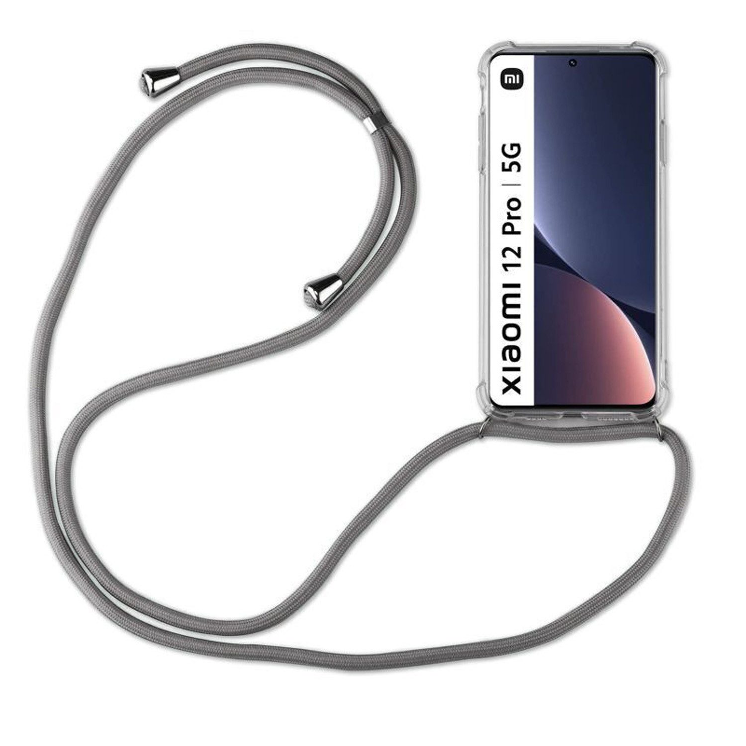 betterfon Handykette für Xiaomi 12 Pro Handyhülle mit Band & Kordel Bumper Grau, Hände frei – mit Silikonhülle & Schnur für flexiblen Alltag