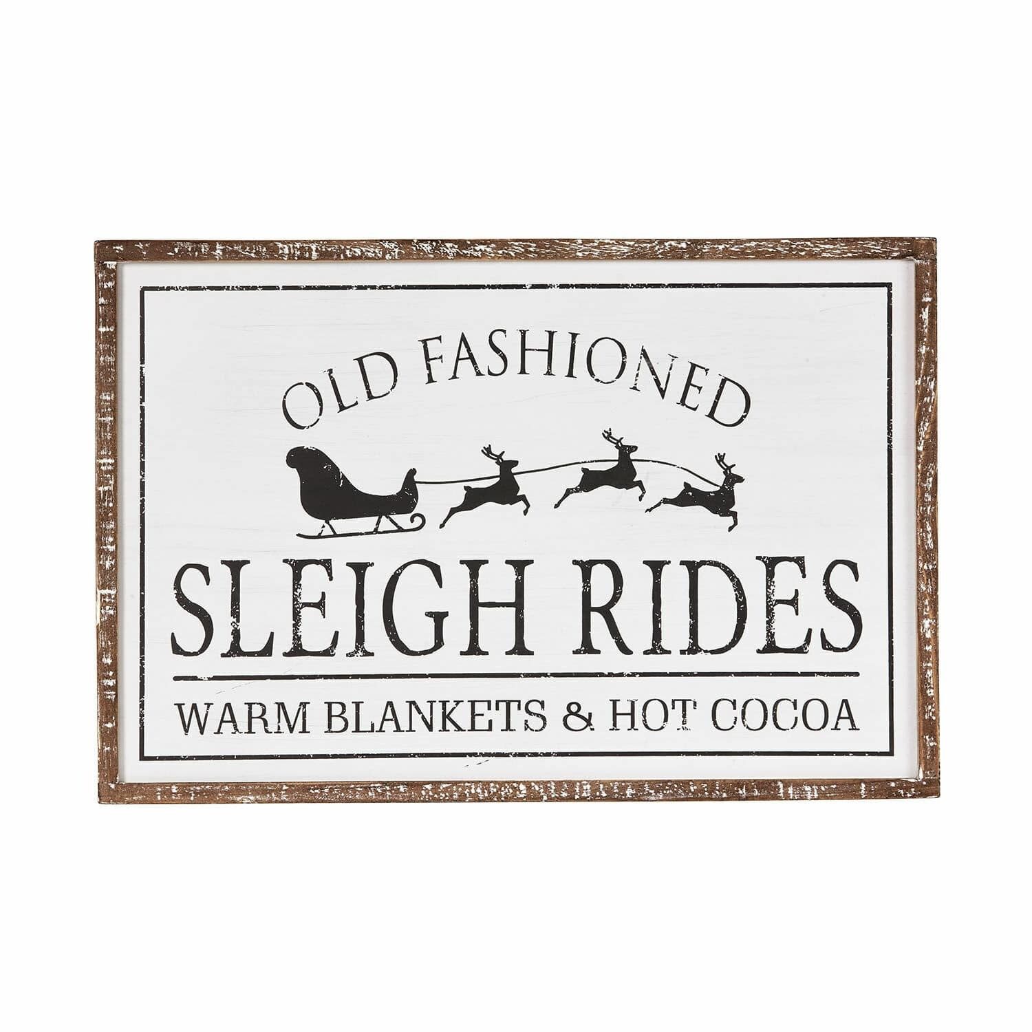 Wandbild Dekoboard Sleigh Rides antikweiß