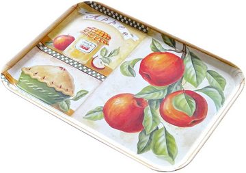 Lashuma Tablett Apfelkuchen, Kunststoff, (1-tlg), Italienisches Gartentablett rechteckig 38x26 cm beige