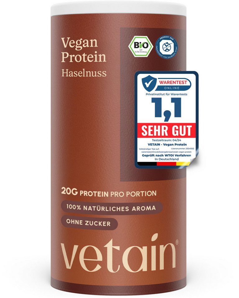 VETAIN Protein Pulver Vegan - Bio Protein Pulver, 540 g, Fermentiertes Erbsenprotein, ohne Stevia, Sucralose & Aspartam