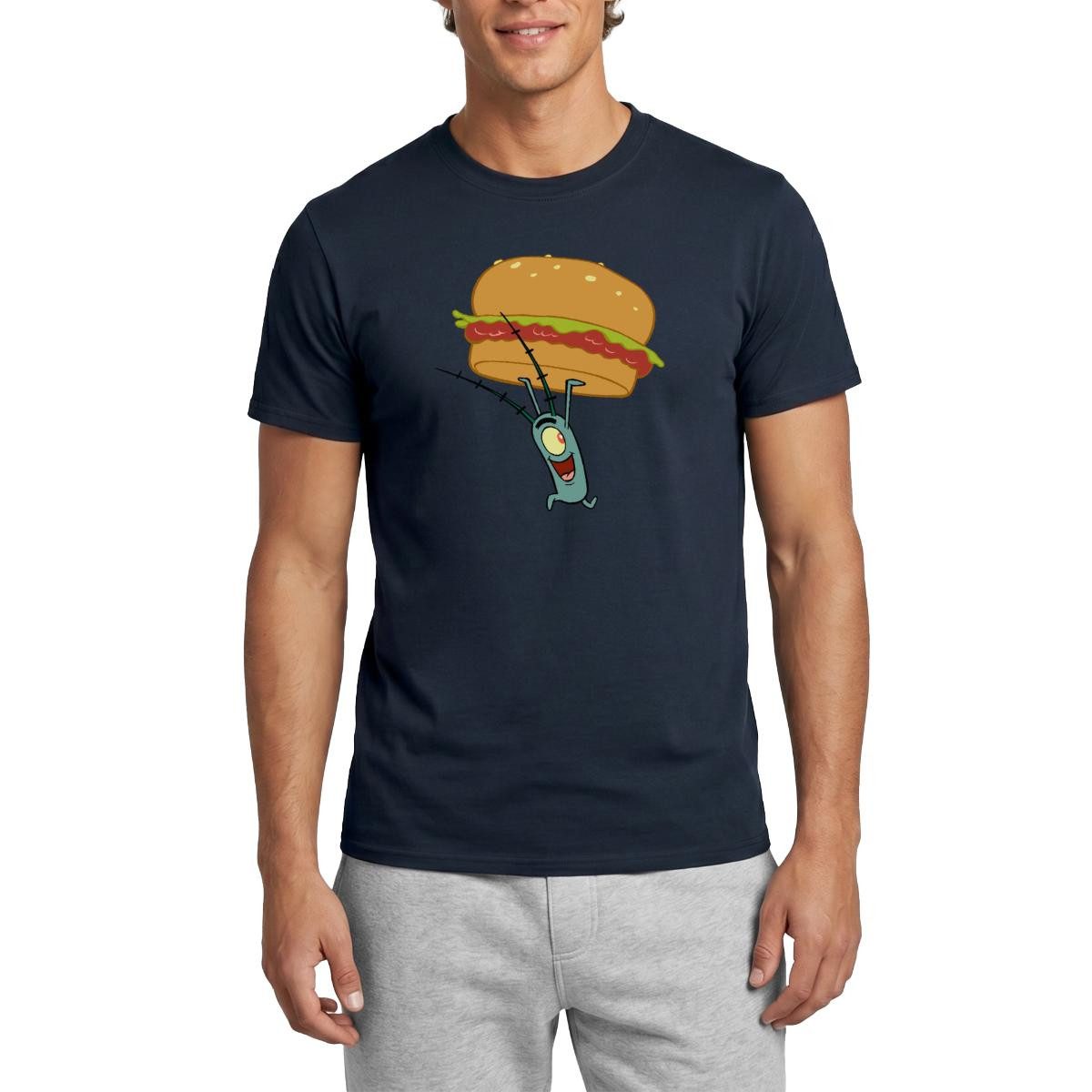 T-Shirt Spongebob Schwammkopf Plankton Mit Hamburger Männer T-Shirt