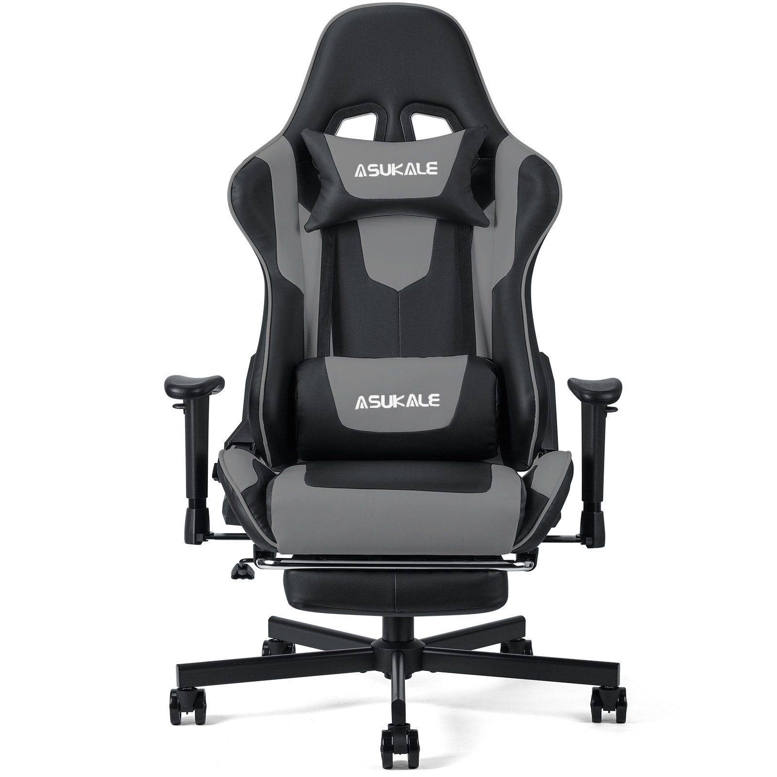 Asukale Gaming-Stuhl Gaming Stuhl, Bürostuhl mit Fußstütze, Wippfunktion 90°-165° bis 150kg