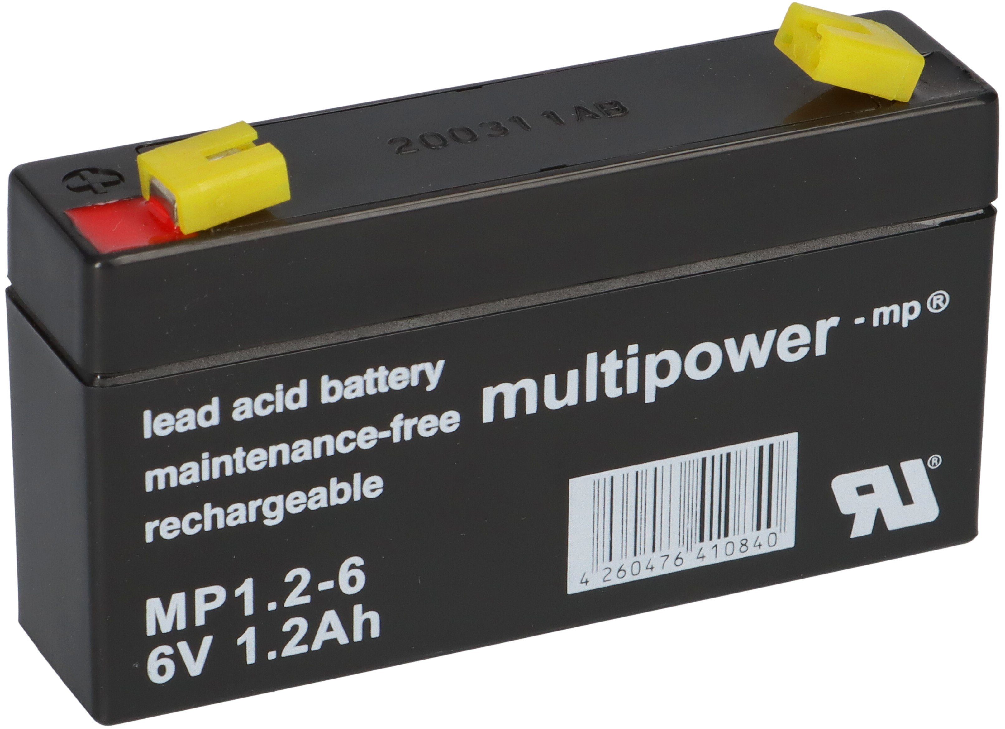 Multipower Multipower Blei-Akku MP1,2-6 Pb 6V / 1,2Ah Faston 4,8 Bleiakkus