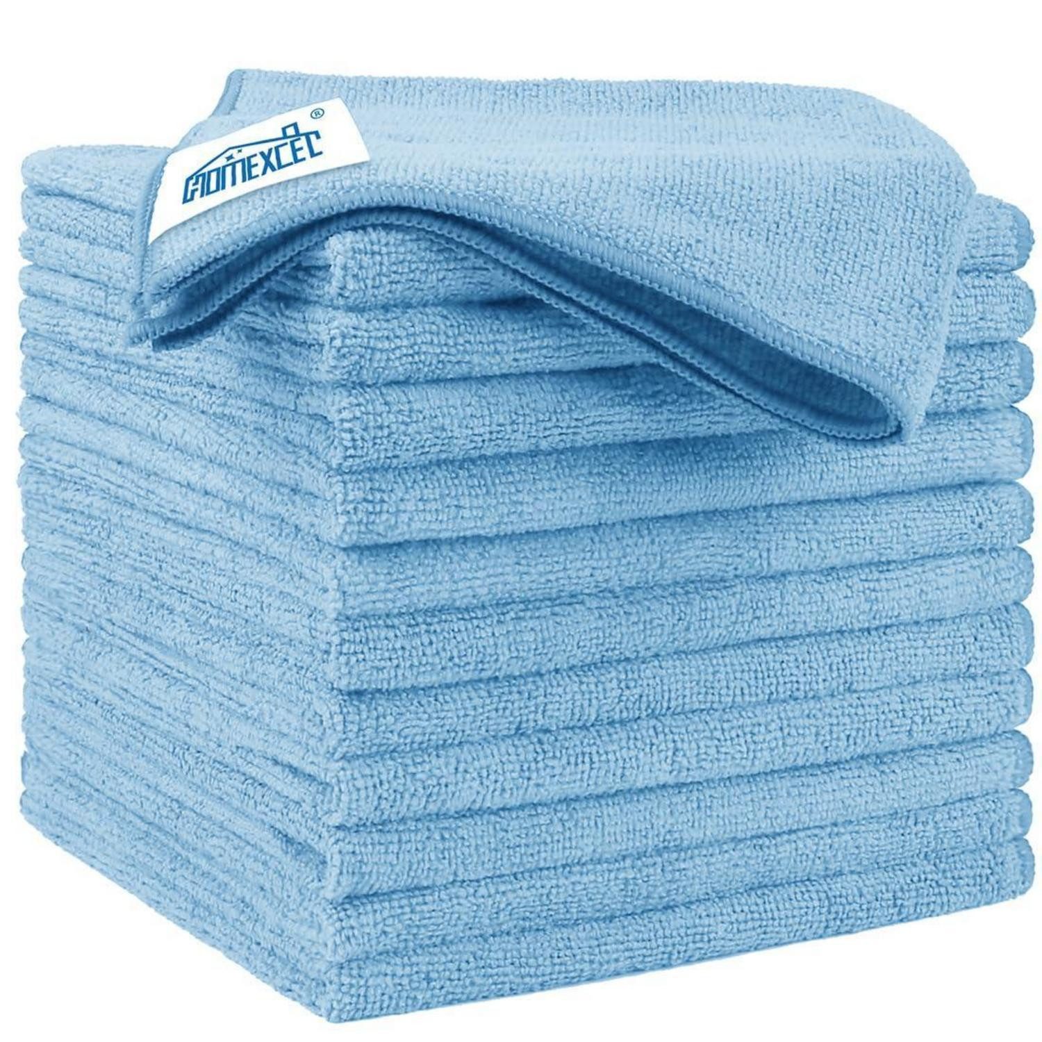 LuxusKollektion Mikrofasertücher 12 Stück 32x32cm Putztücher Küche Auto Blau Mikrofasertuch