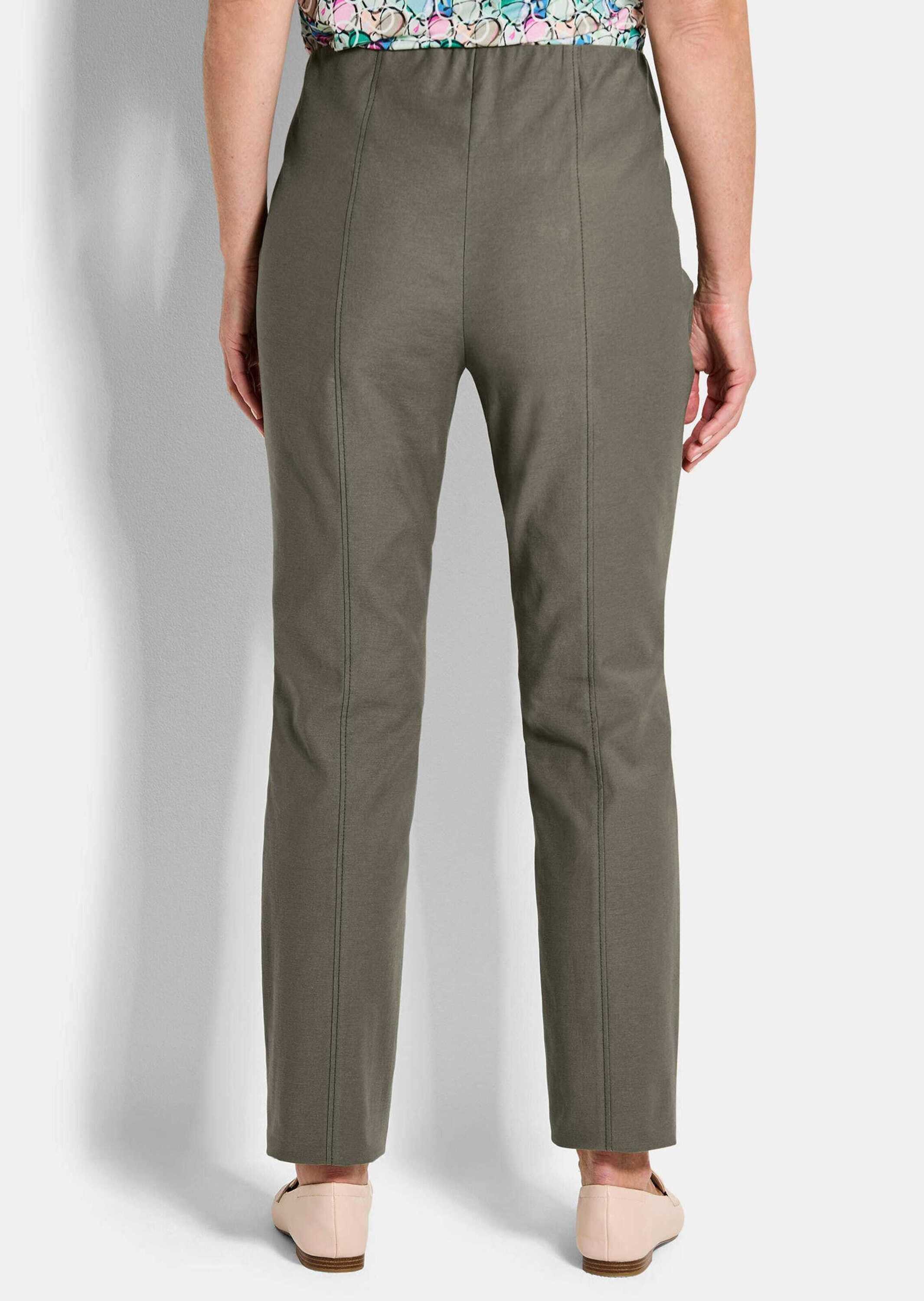 GOLDNER Stoffhose Kurzgröße: Jerseyhose mit Schlupfbund Stoffhose mit Reißverschluss-Optik und Knöchellänge