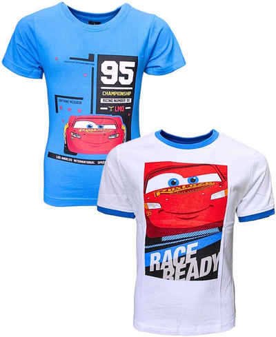 Disney Cars T-Shirt Lightning McQueen (2-tlg) 2er Pack Kurzarmshirt aus Baumwolle Gr. 98 - 128 cm