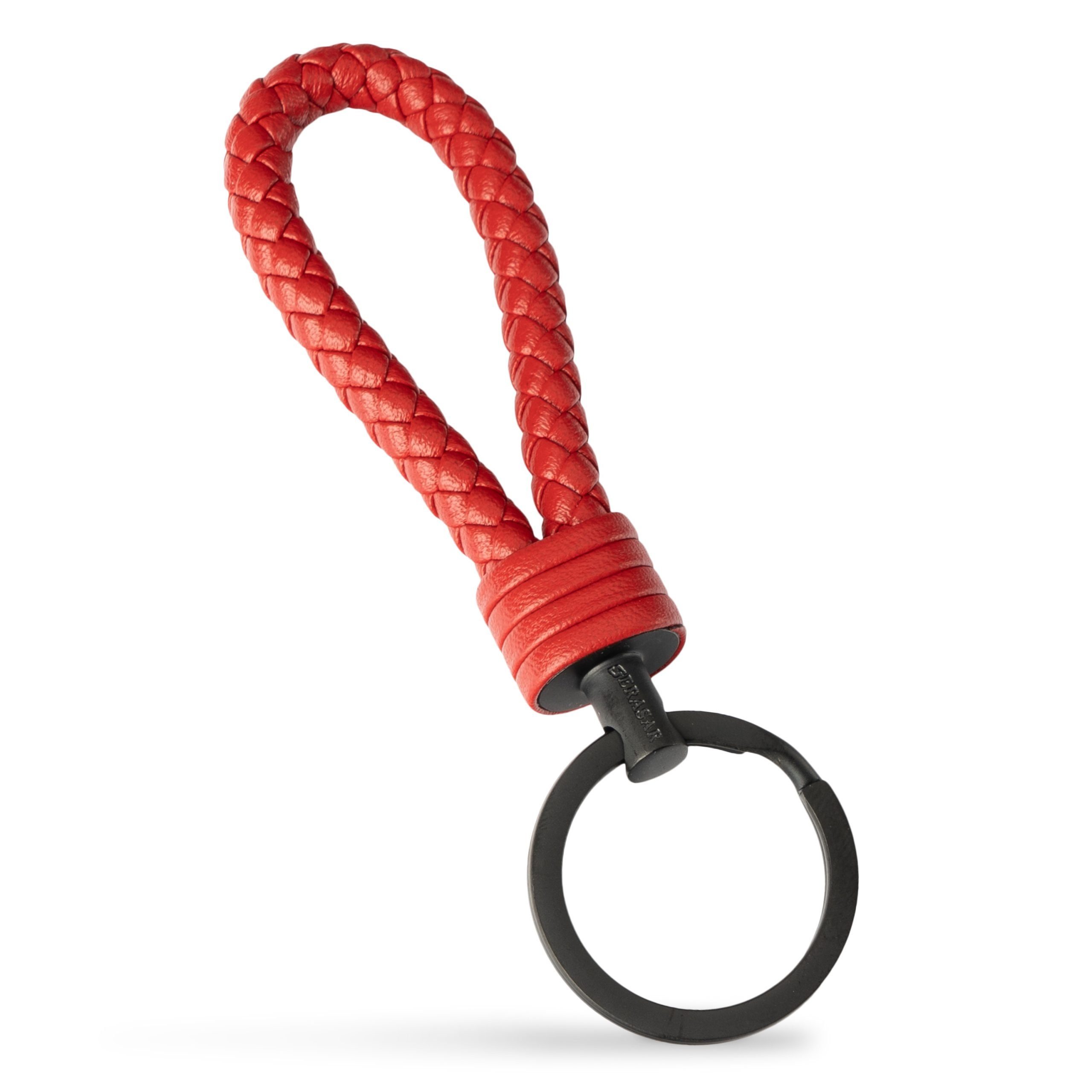 SERASAR Schlüsselanhänger Leder Schlüsselanhänger "Strong" (1-tlg), Zusatzringe für kleine Schlüssel Rot