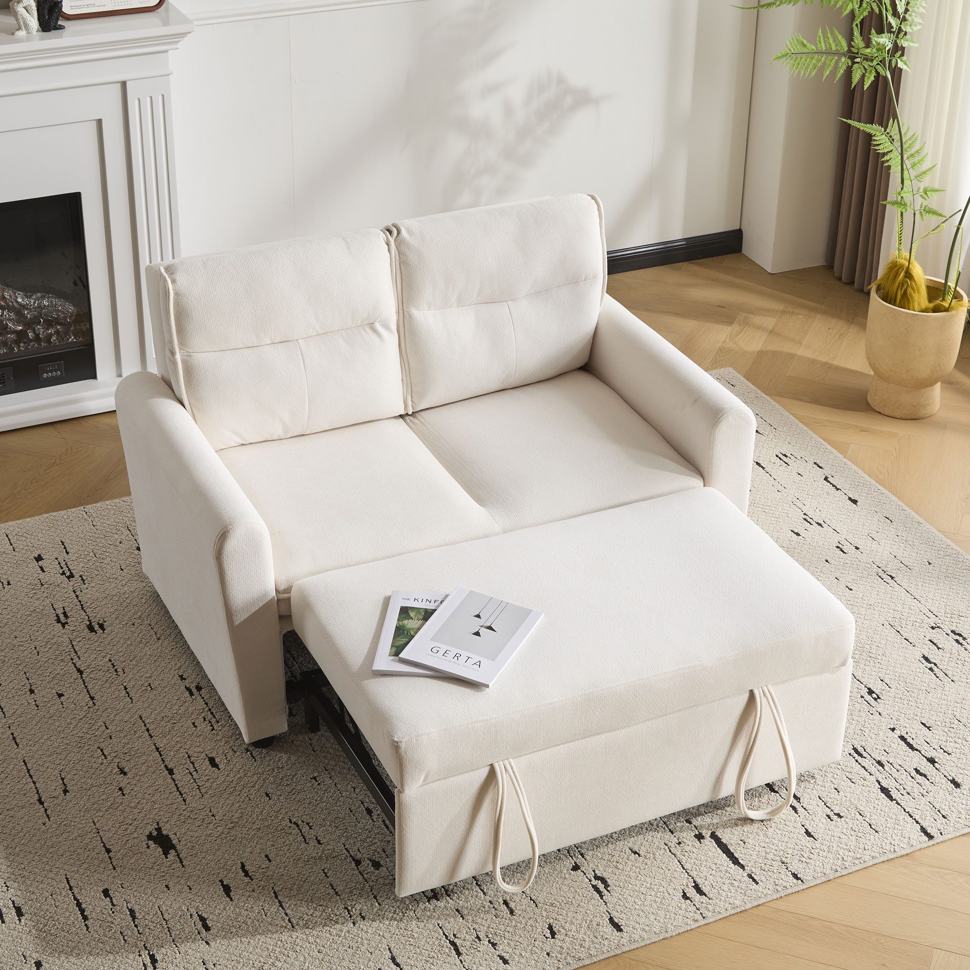 Furnishings Home Schlafsofa Modernes 2-Sitzer Sofa Faltbares Verstellbare Rückenlehne, 1 Teile, Inklusive großer Rückenkissen Platzsparend für kleine Wohnzimmer