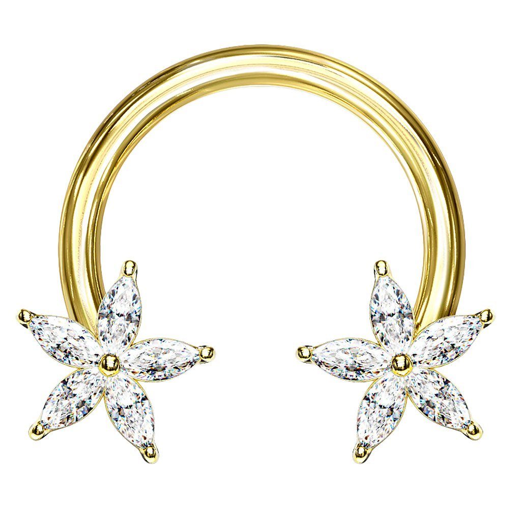 Nasenpiercing Hufeisen Lippe Ohr Piercing Kristall Blume Horseshoe