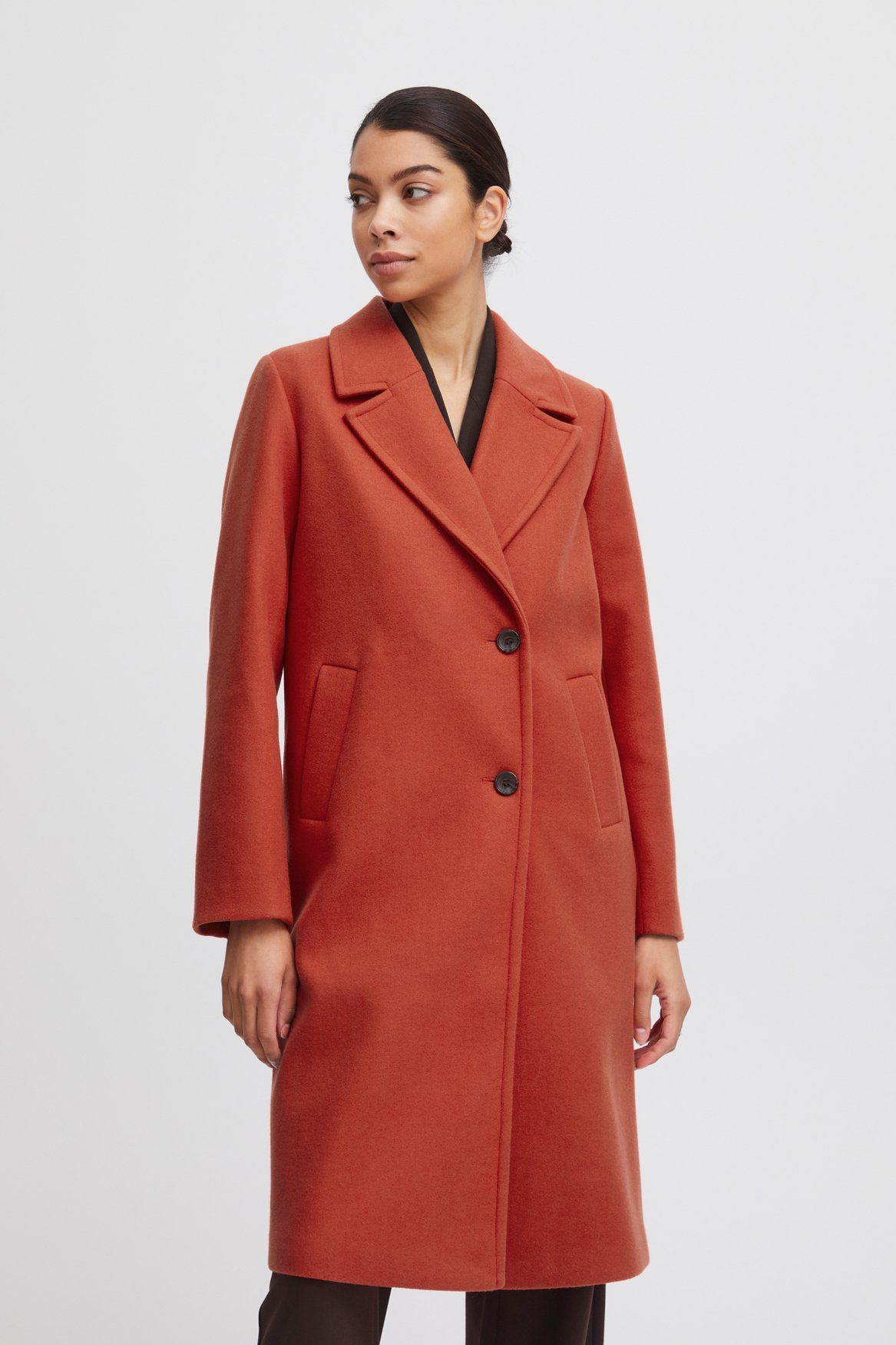 b.young Langmantel Mantel Reverskragen Jacke Lang BYCILIA COAT 3 6261 in Rot