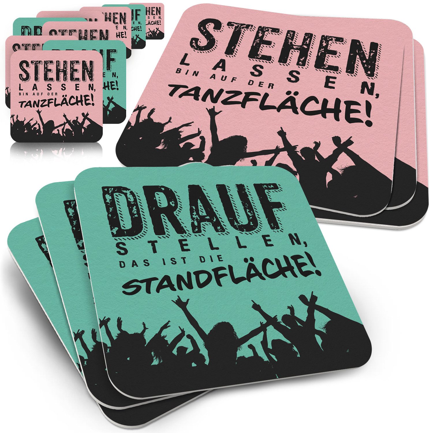 Funke & Brand Bierdeckel 50x Party "Draufstellen" & "Stehen Lassen" mit Tanzflächen-Motto