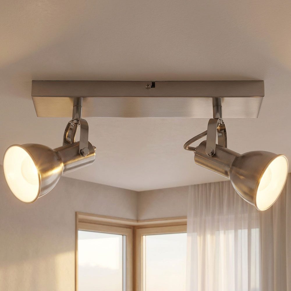 GLOBO LIGHTING LED Deckenspot, Leuchtmittel nicht inklusive, Deckenlampe Deckenleuchte Spots verstellbar silber 2 flammig