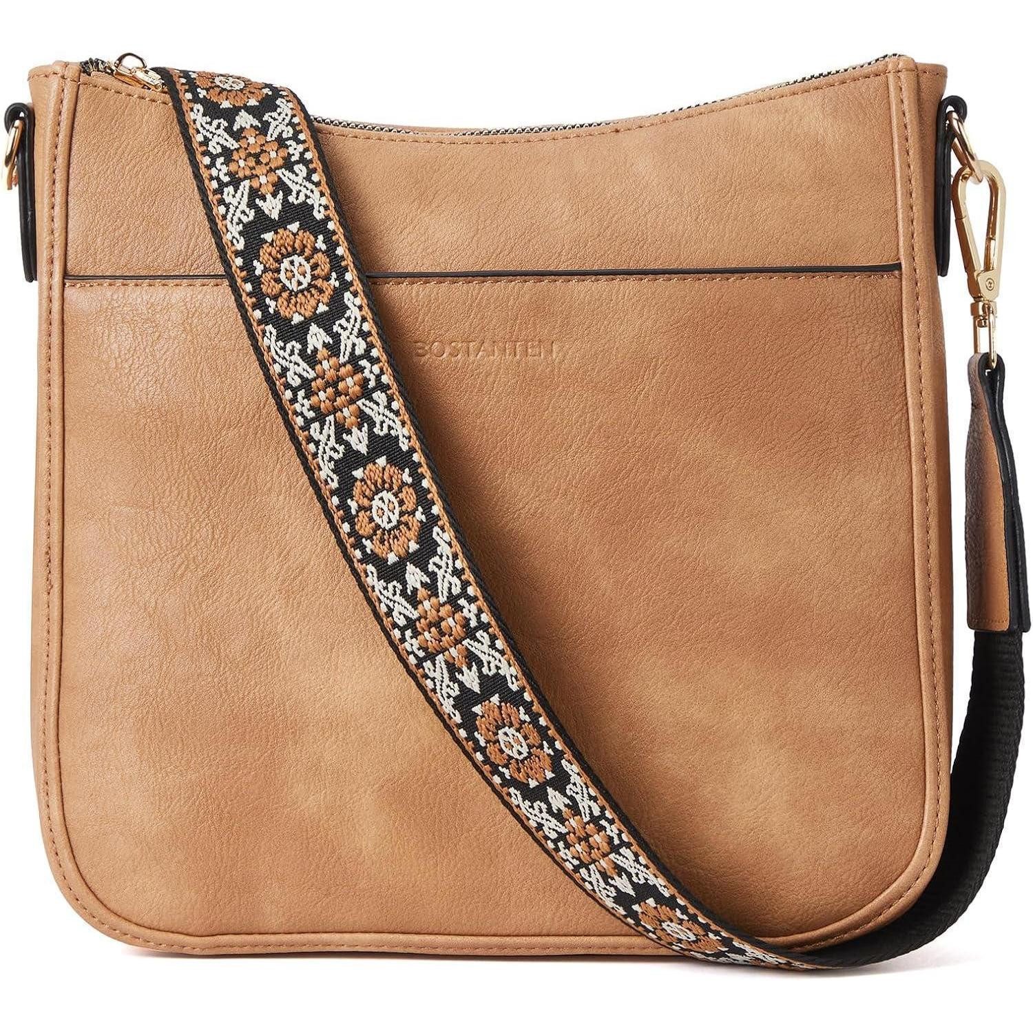 Umhängetasche Handtasche Damen Leder Crossbody Schultertasche Riemen 1-hellbraun